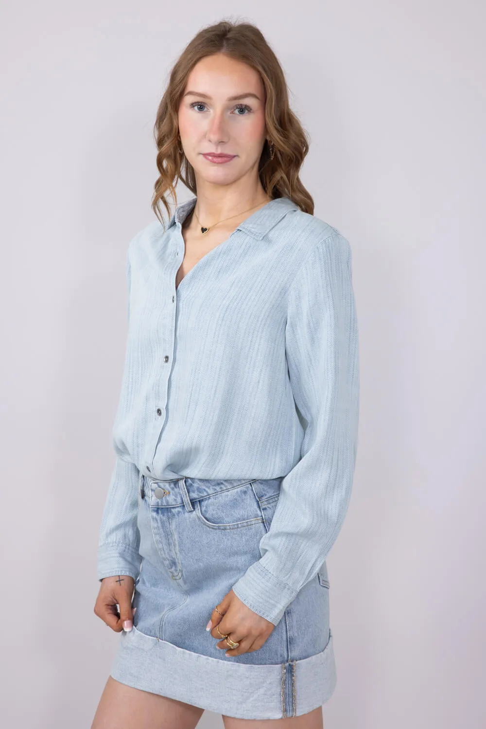 Thread & Supply Grace Top for Women in Blue | T3235LZTTS-MIAHERRINGBONE