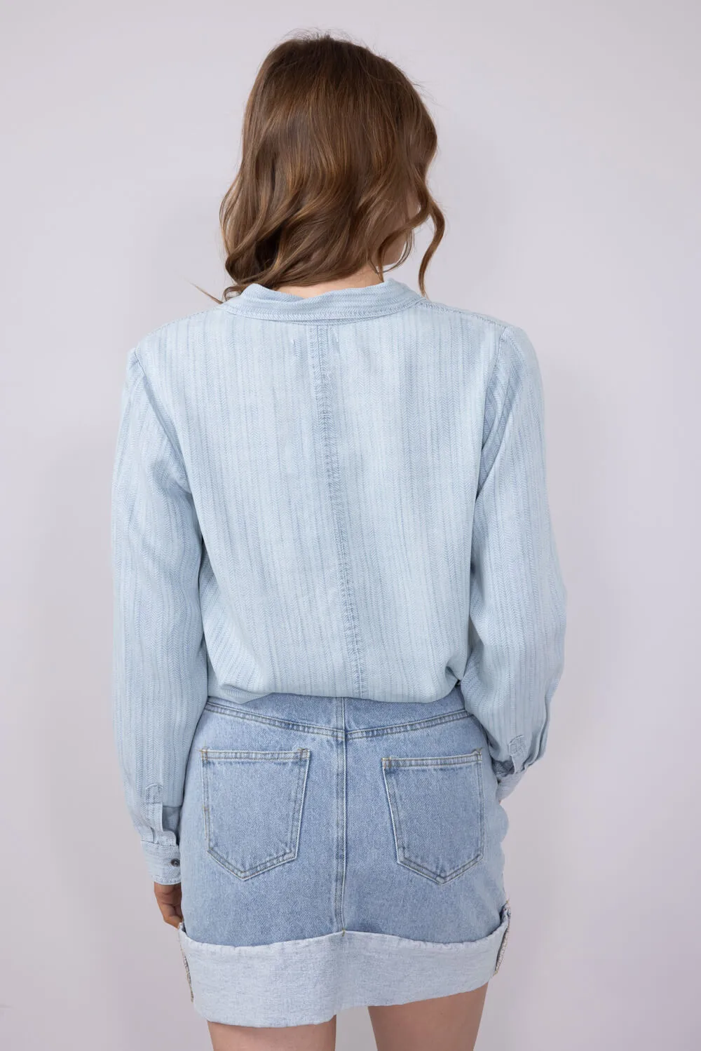 Thread & Supply Grace Top for Women in Blue | T3235LZTTS-MIAHERRINGBONE