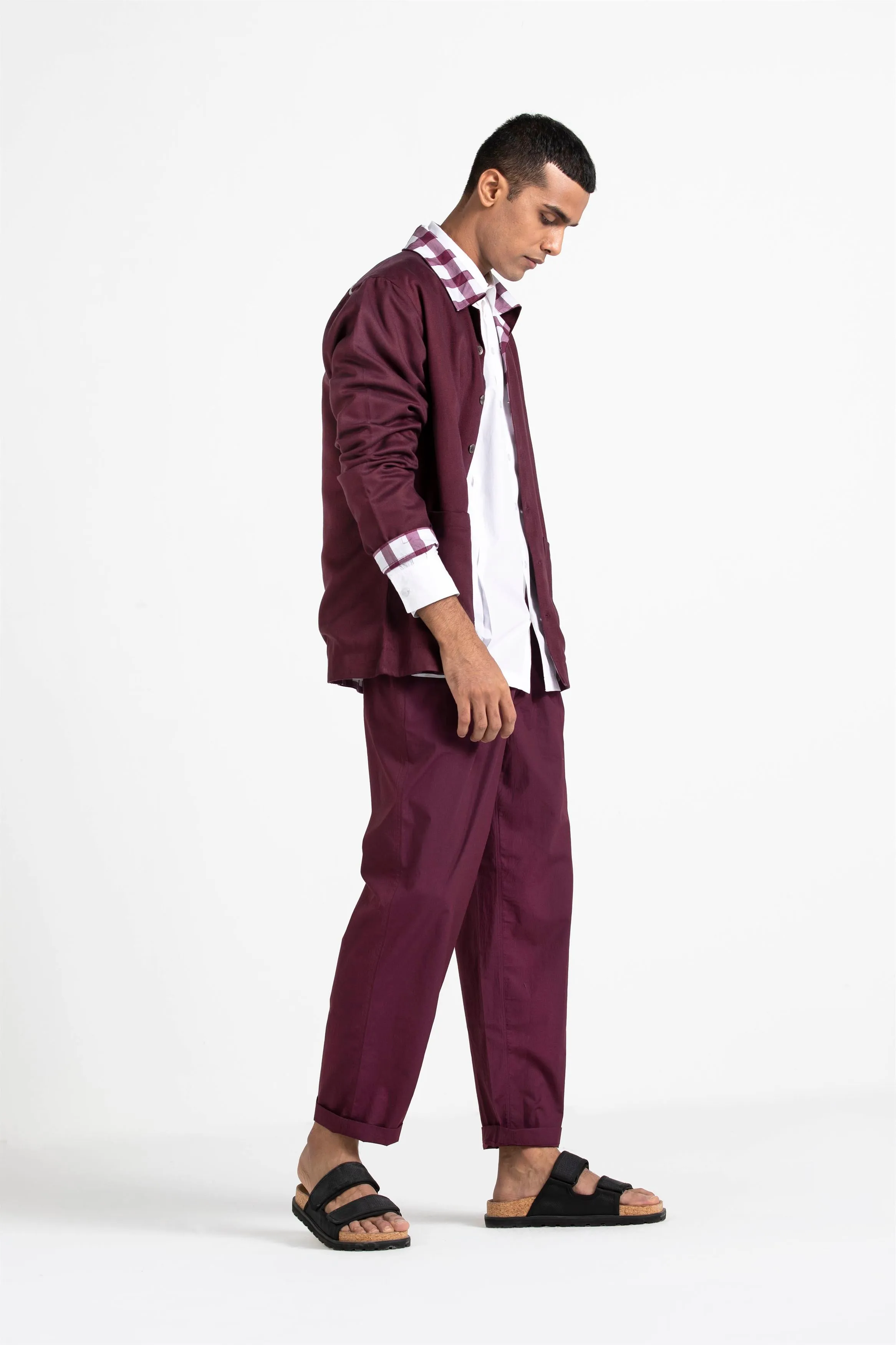 THREE   -   Twill Trousers Wine