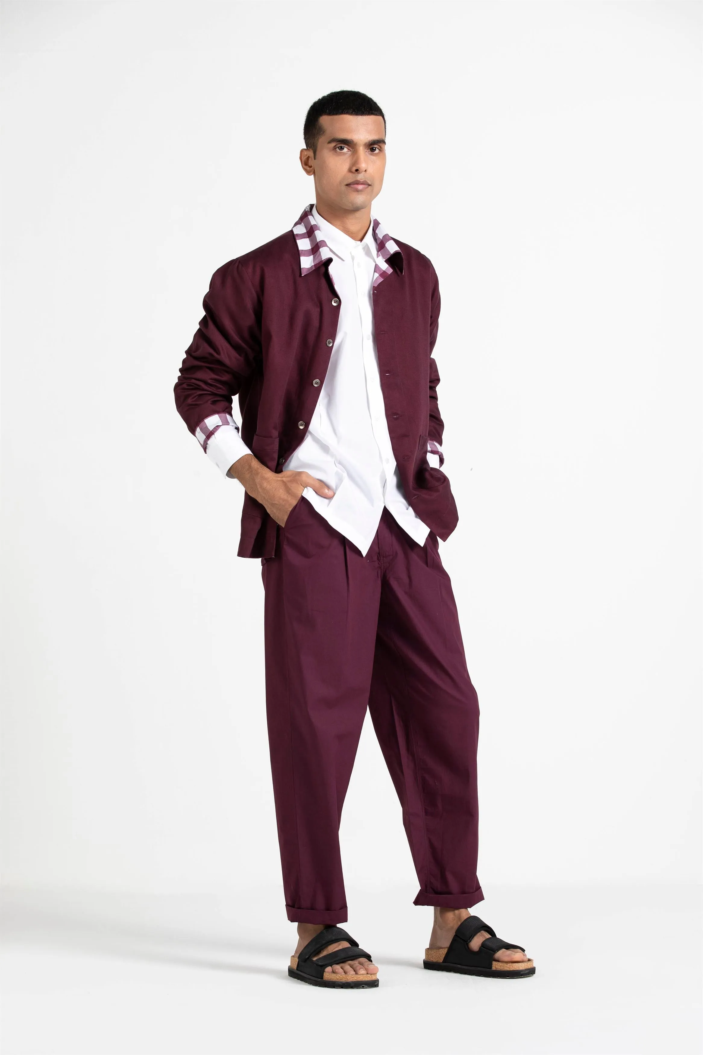 THREE   -   Twill Trousers Wine