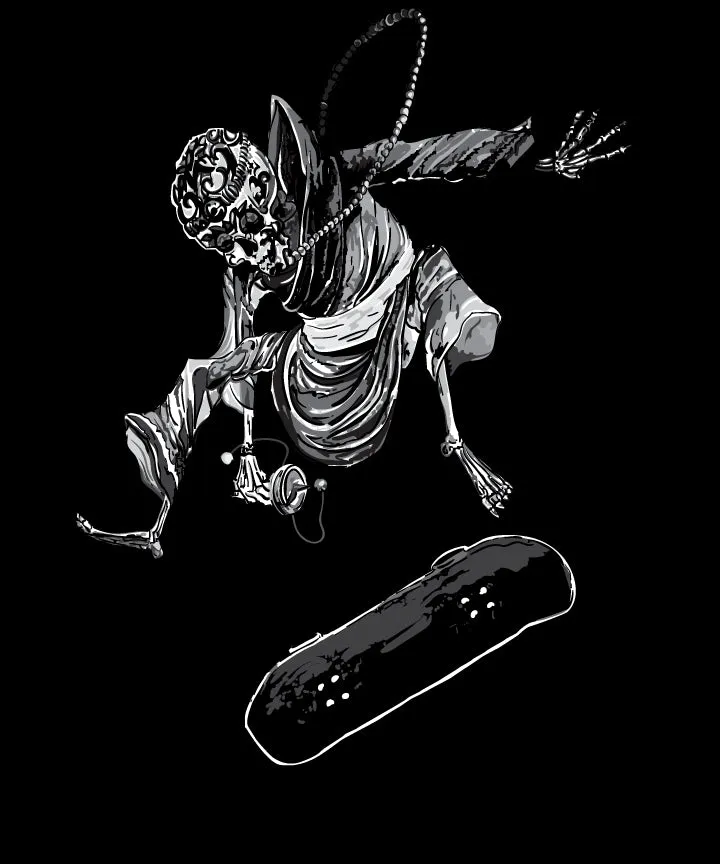 Tibetan Monk Doing Kick Flip Pullover Hoodie