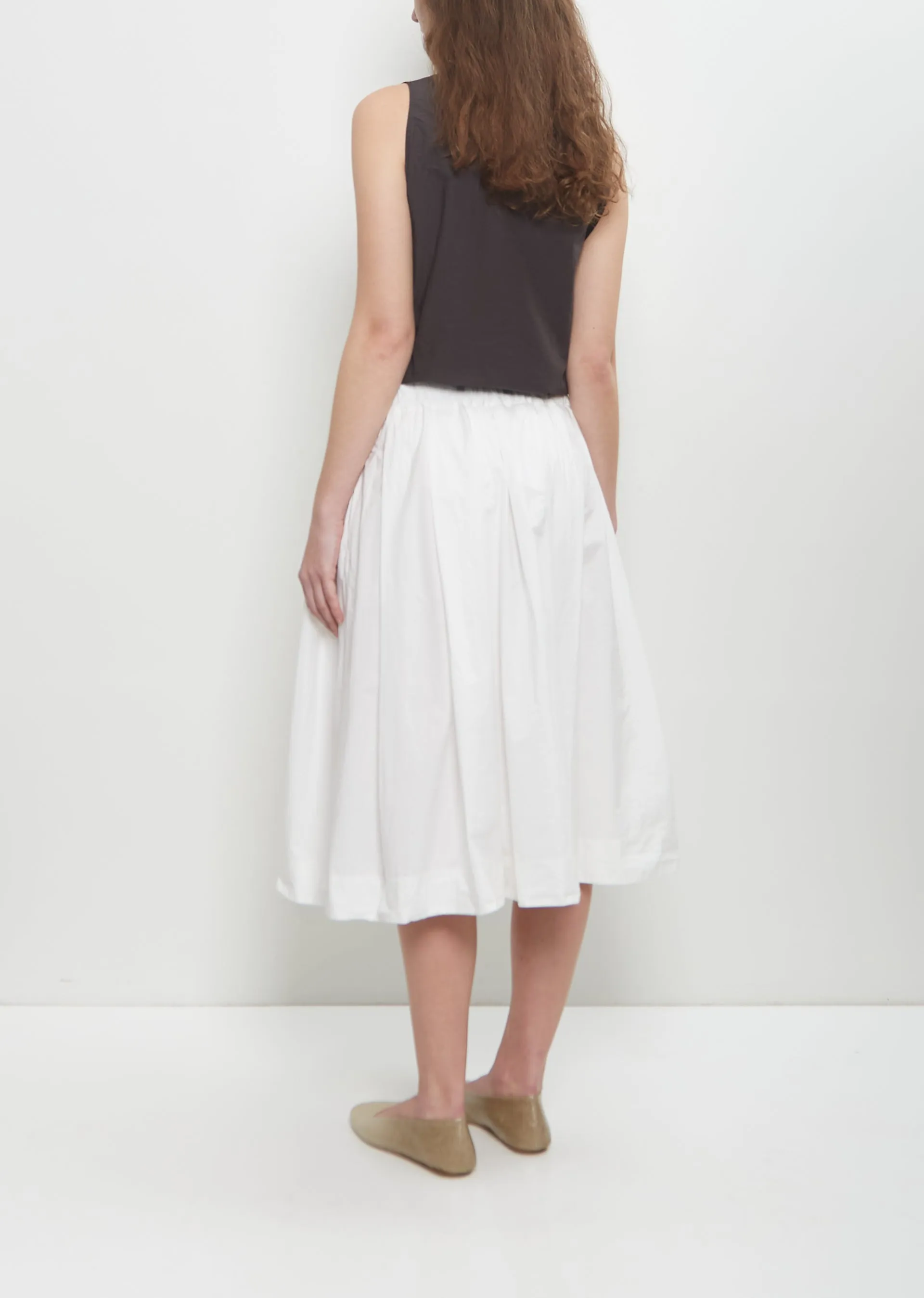 Tissue Cotton Pleated Short Skirt — Milk