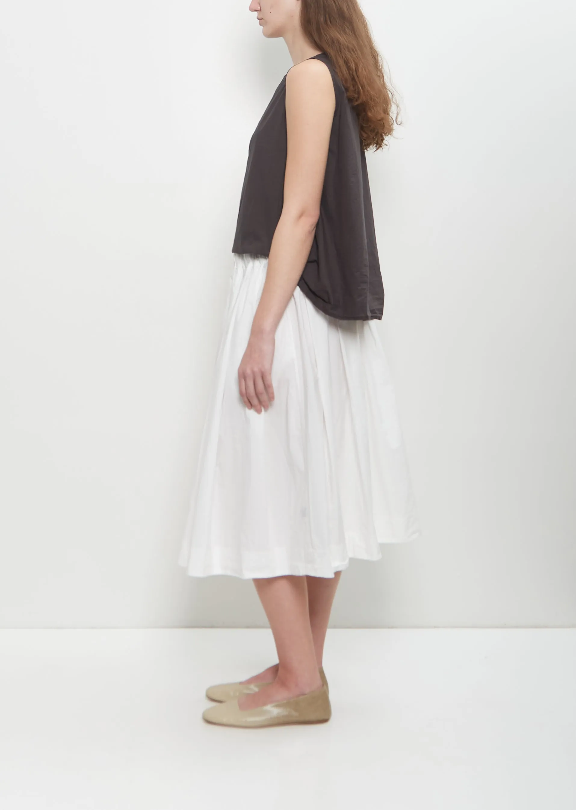 Tissue Cotton Pleated Short Skirt — Milk