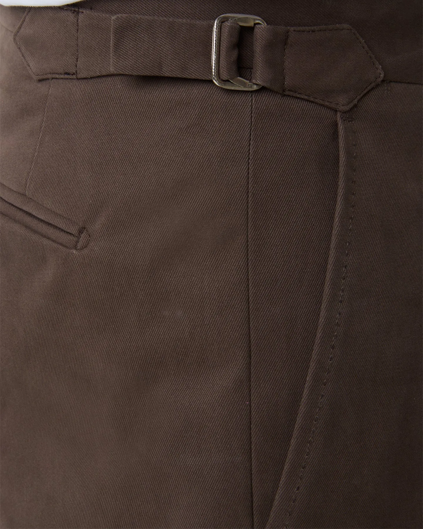 Tobacco Single Pleat Cotton Drill Trousers