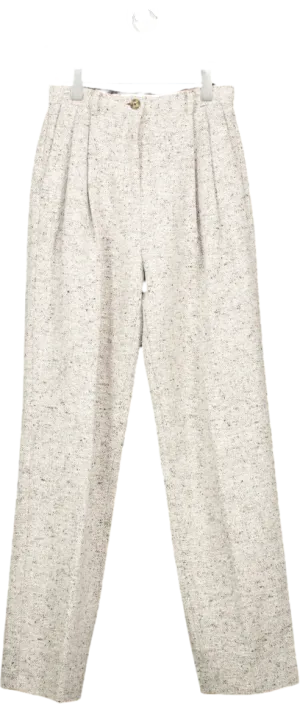 Tory Burch Grey Linen And Wool Marl Trousers UK 6