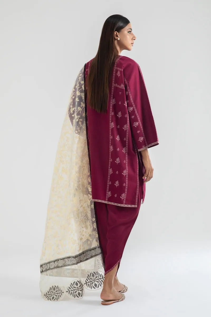 Traditional Pakistani Salwar suit in Magenta Salwar Kameez Dupatta