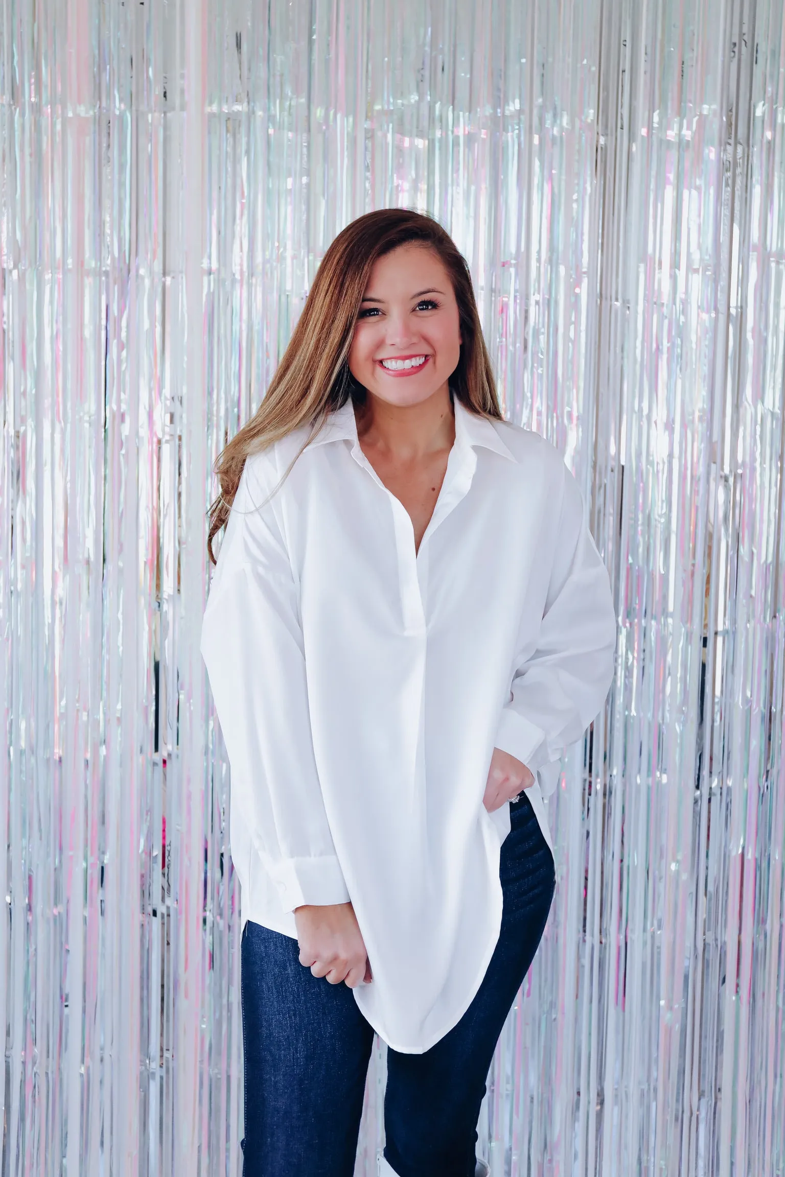 Tried And True Satin V-Neck Tunic - Ivory