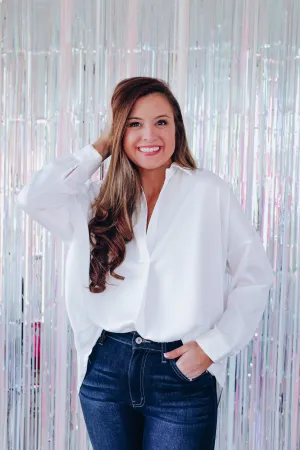 Tried And True Satin V-Neck Tunic - Ivory