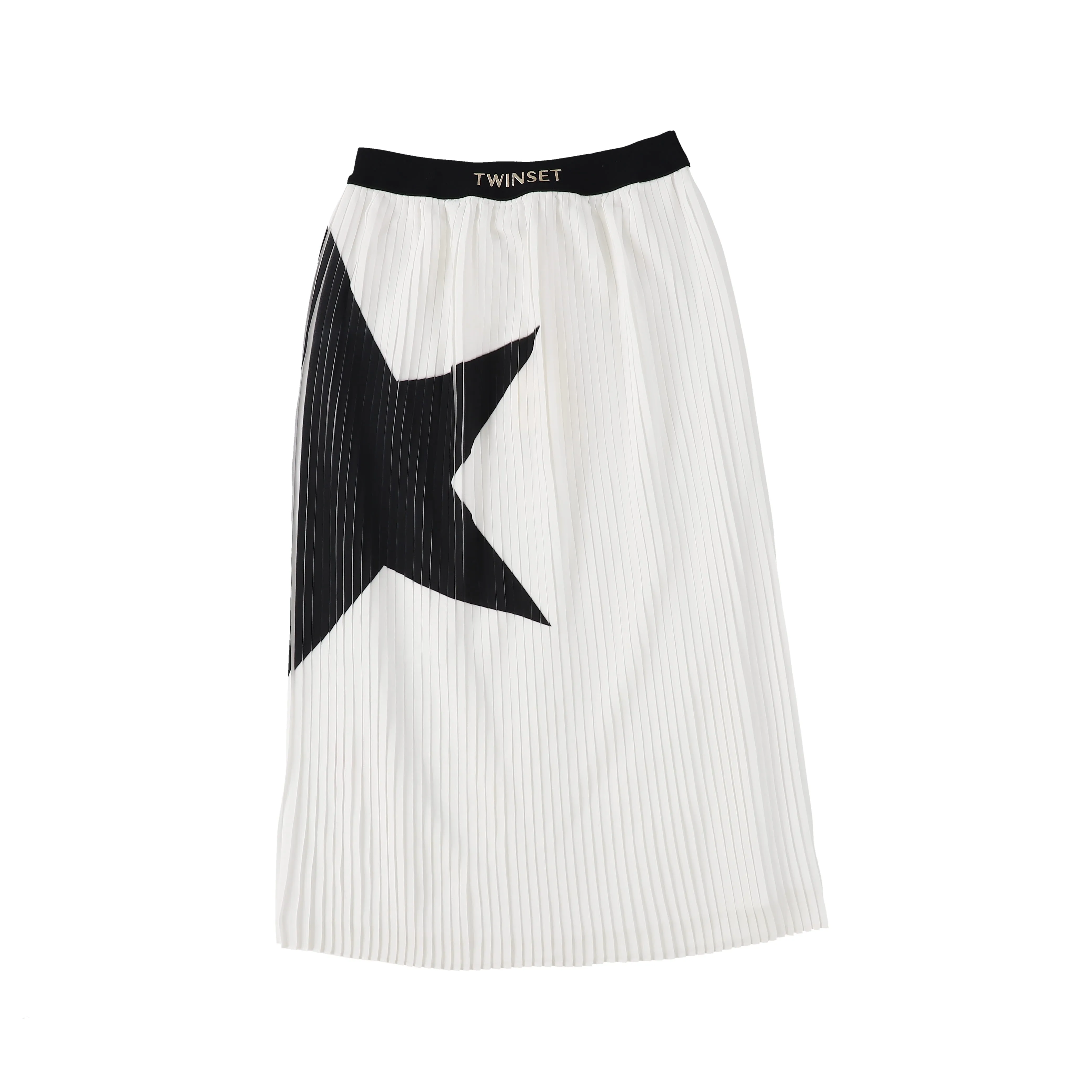 TWINSET WHITE ACCORDIAN PLEATED STAR SKIRT [Final Sale]