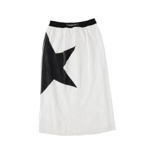 TWINSET WHITE ACCORDIAN PLEATED STAR SKIRT [Final Sale]