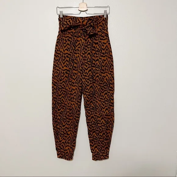 Ulla Johnson storm Ikat zebra pants sz 2 black brown