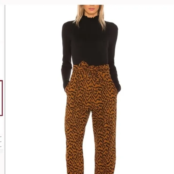 Ulla Johnson storm Ikat zebra pants sz 2 black brown