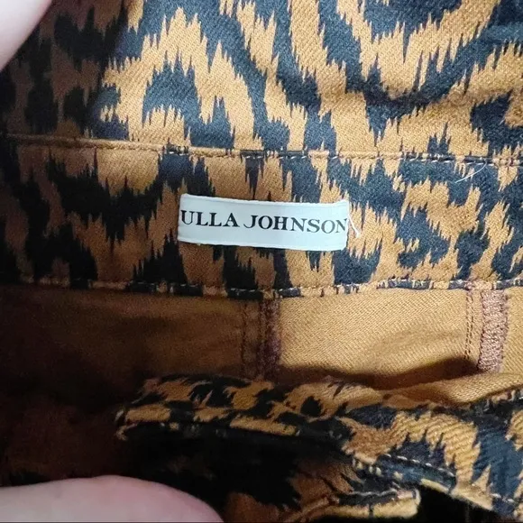 Ulla Johnson storm Ikat zebra pants sz 2 black brown