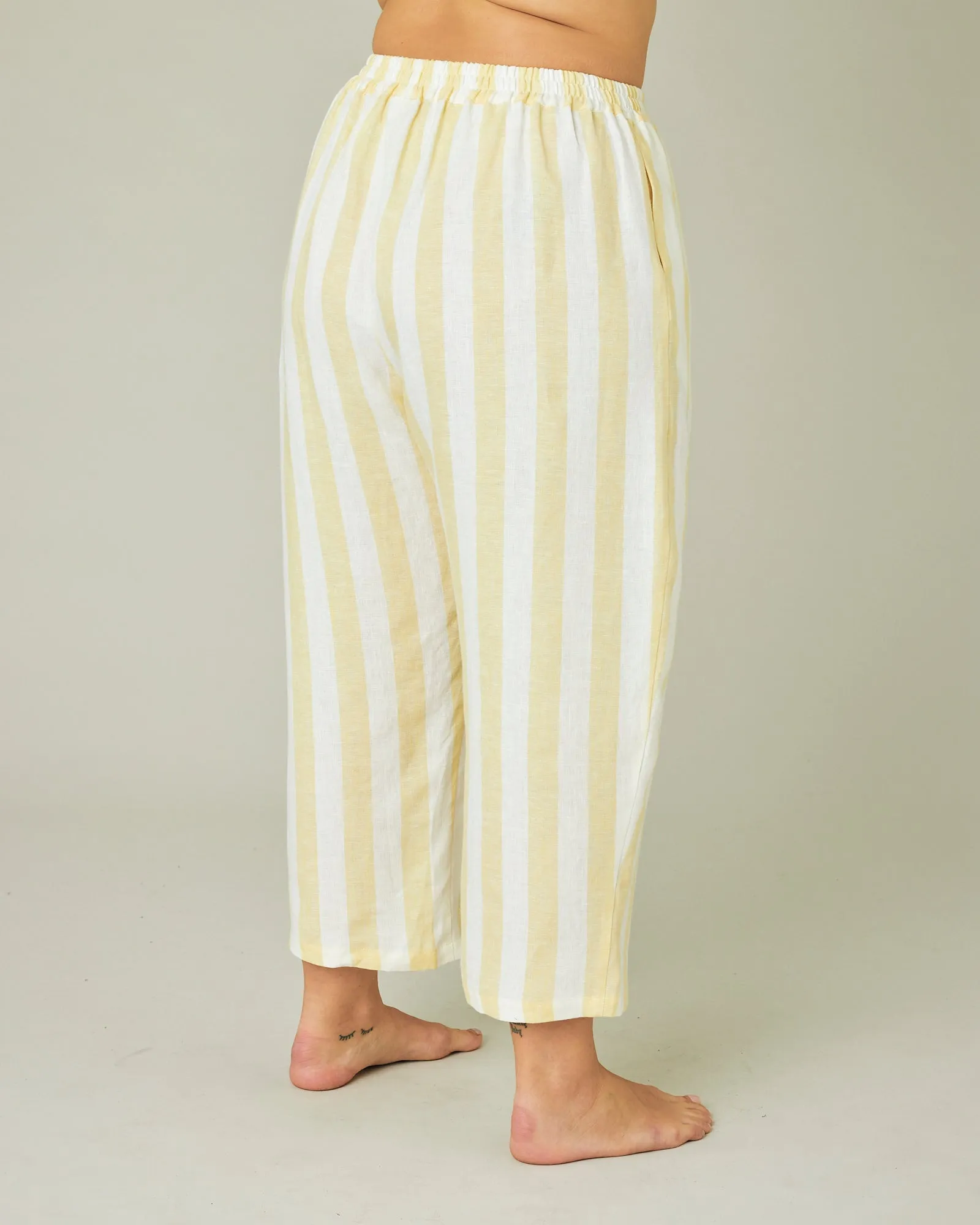 Ultimate PJ Trousers Lemon Stripe Linen