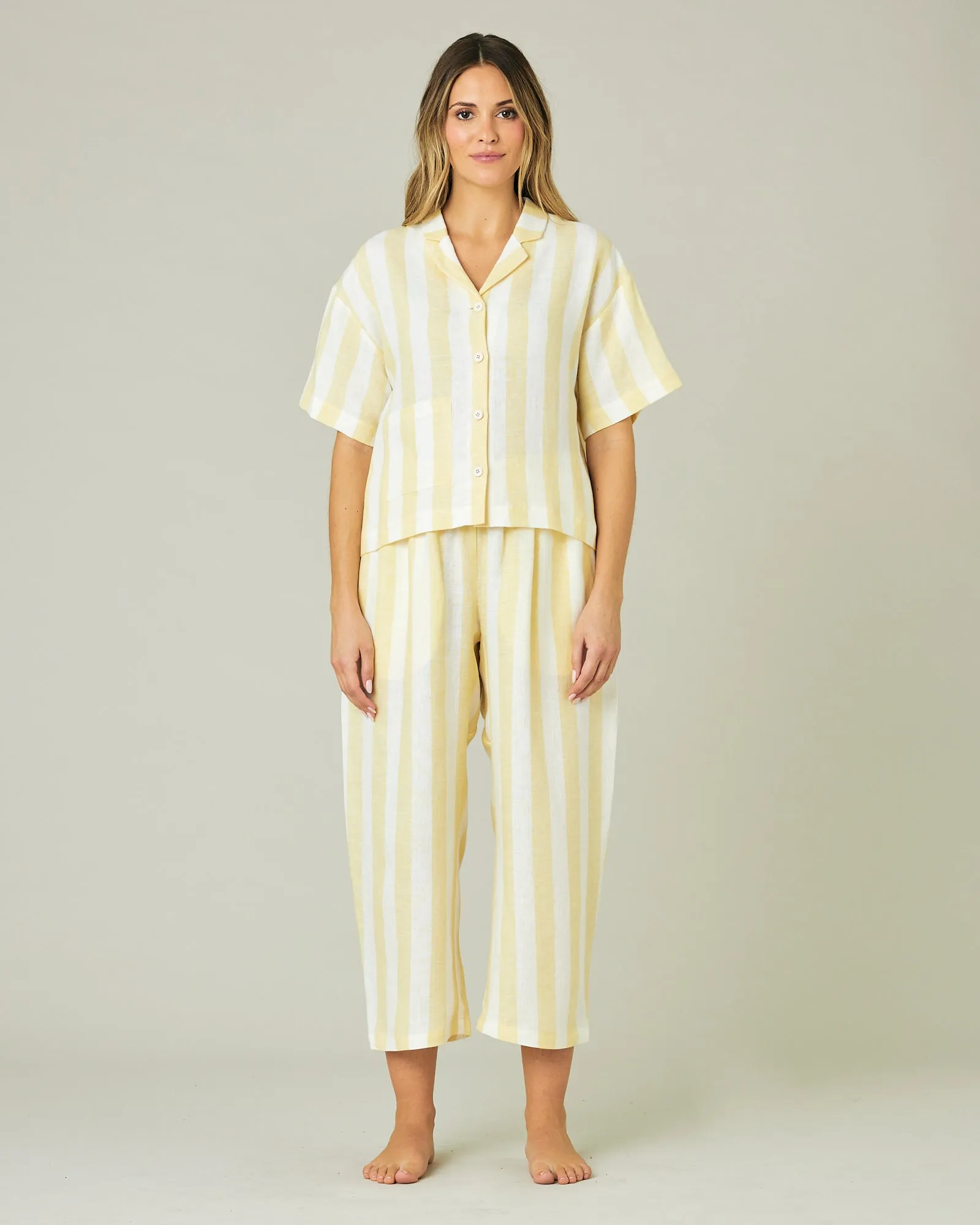 Ultimate PJ Trousers Lemon Stripe Linen