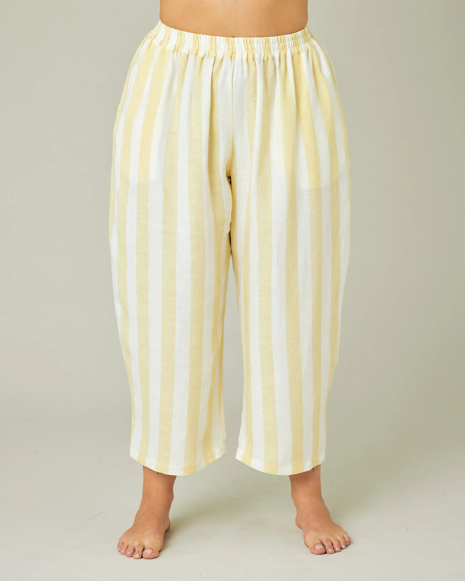 Ultimate PJ Trousers Lemon Stripe Linen