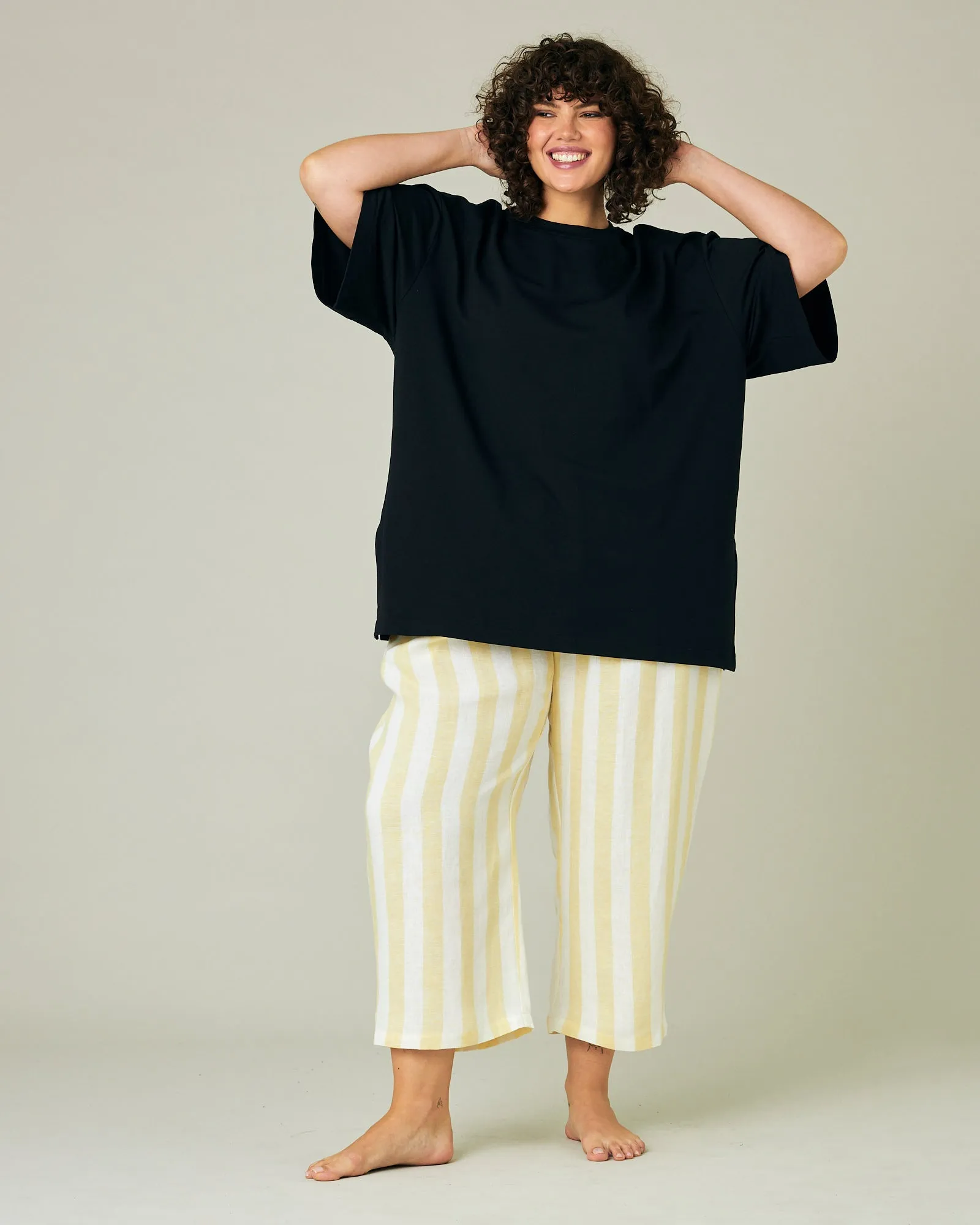 Ultimate PJ Trousers Lemon Stripe Linen