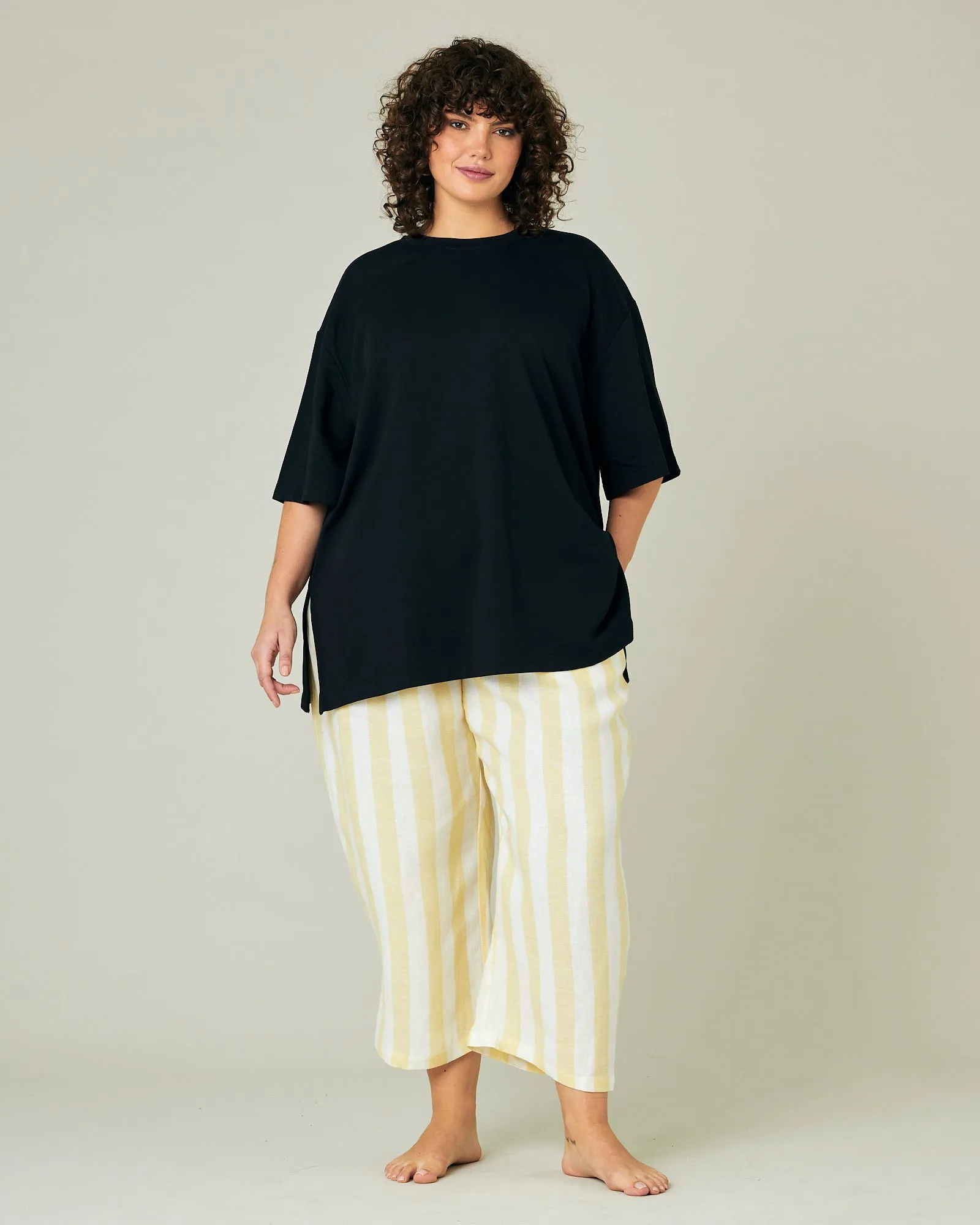 Ultimate PJ Trousers Lemon Stripe Linen