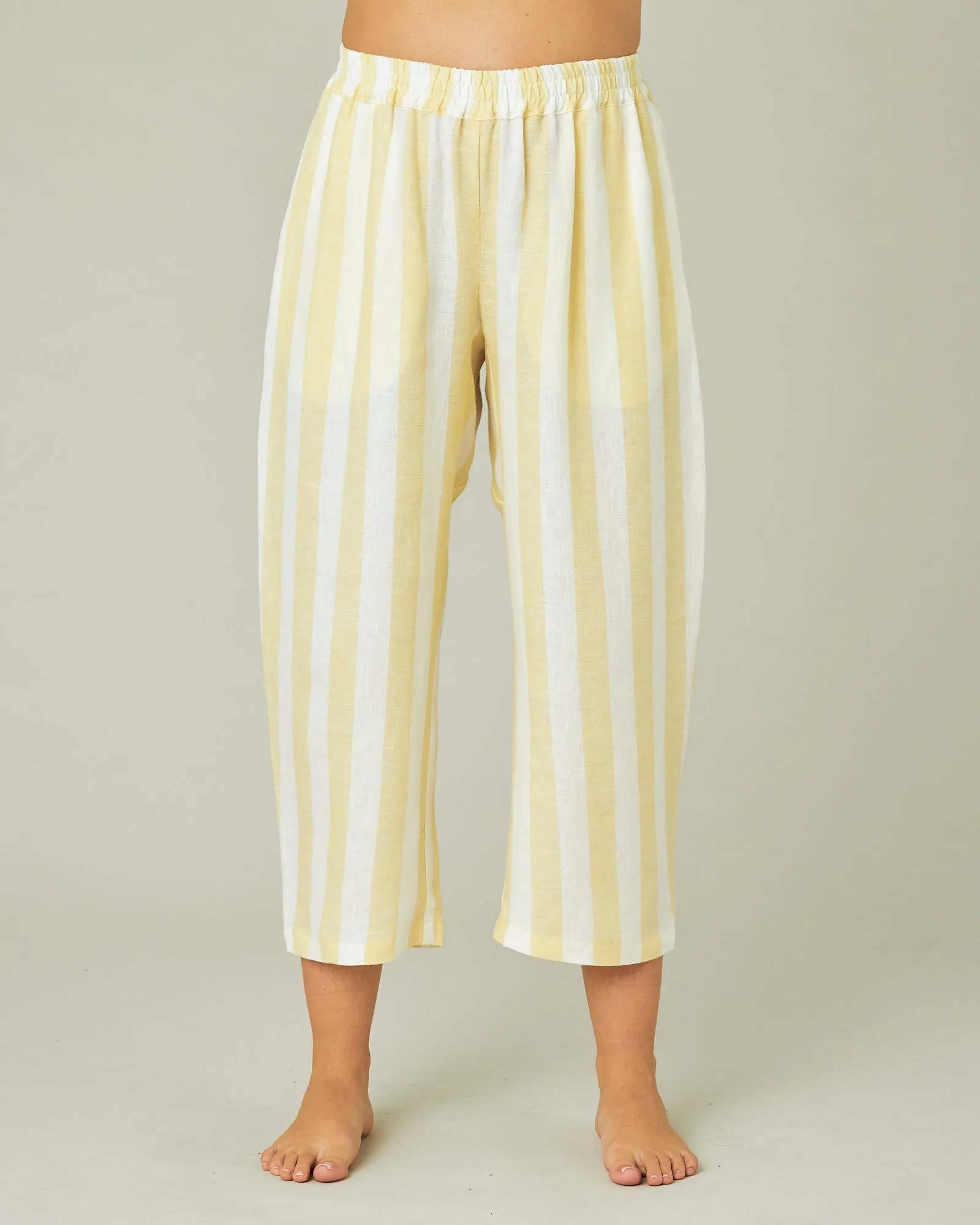 Ultimate PJ Trousers Lemon Stripe Linen