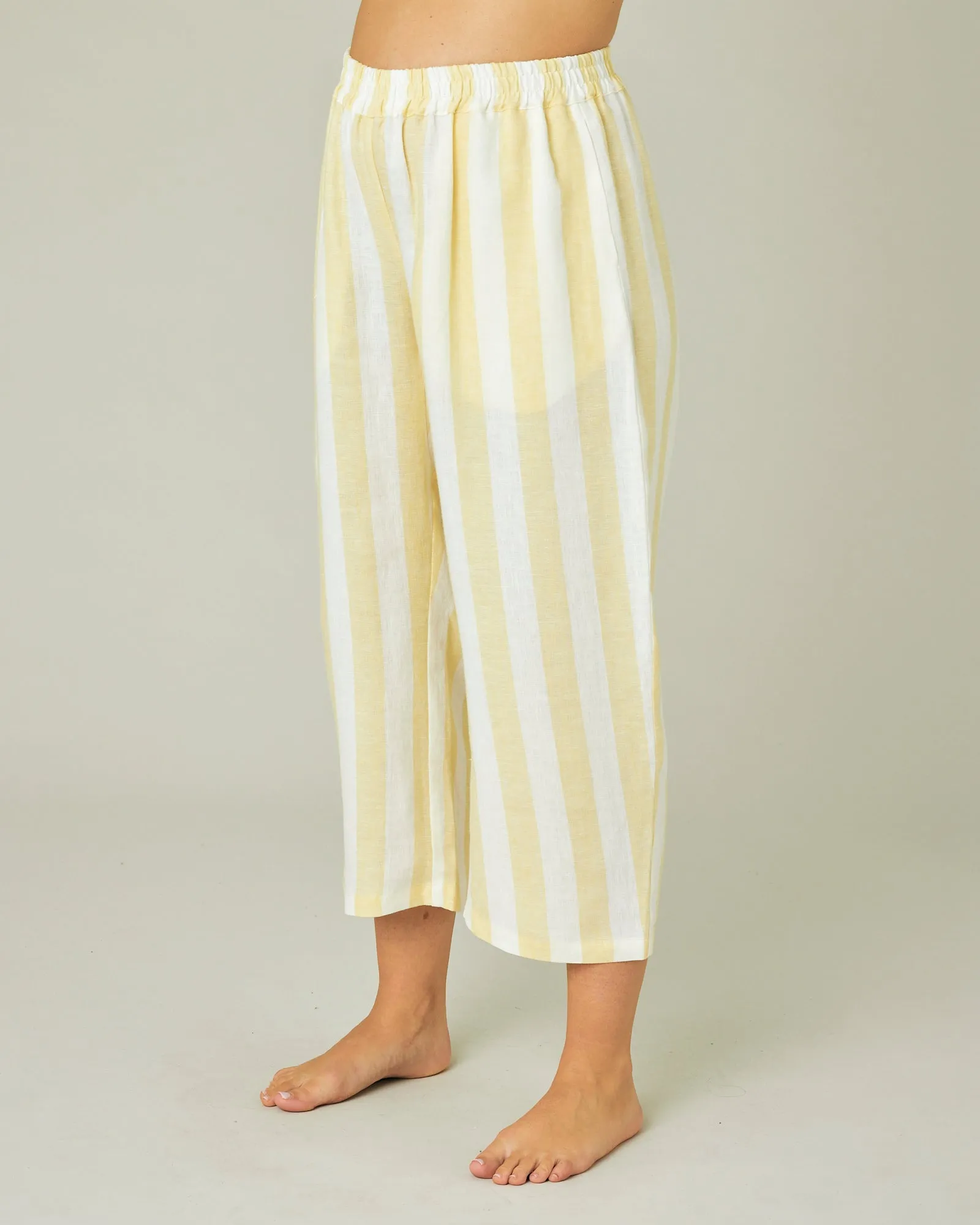 Ultimate PJ Trousers Lemon Stripe Linen