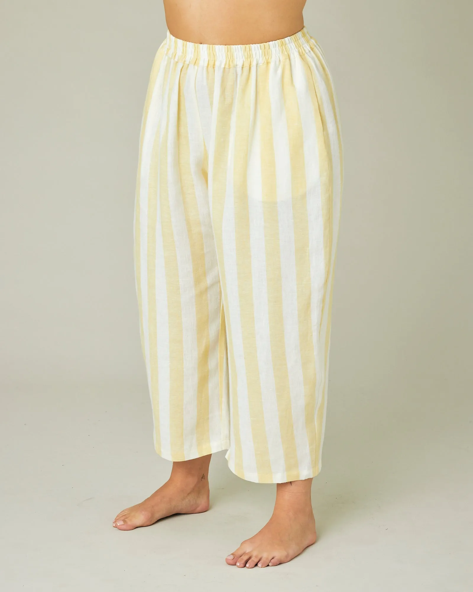 Ultimate PJ Trousers Lemon Stripe Linen