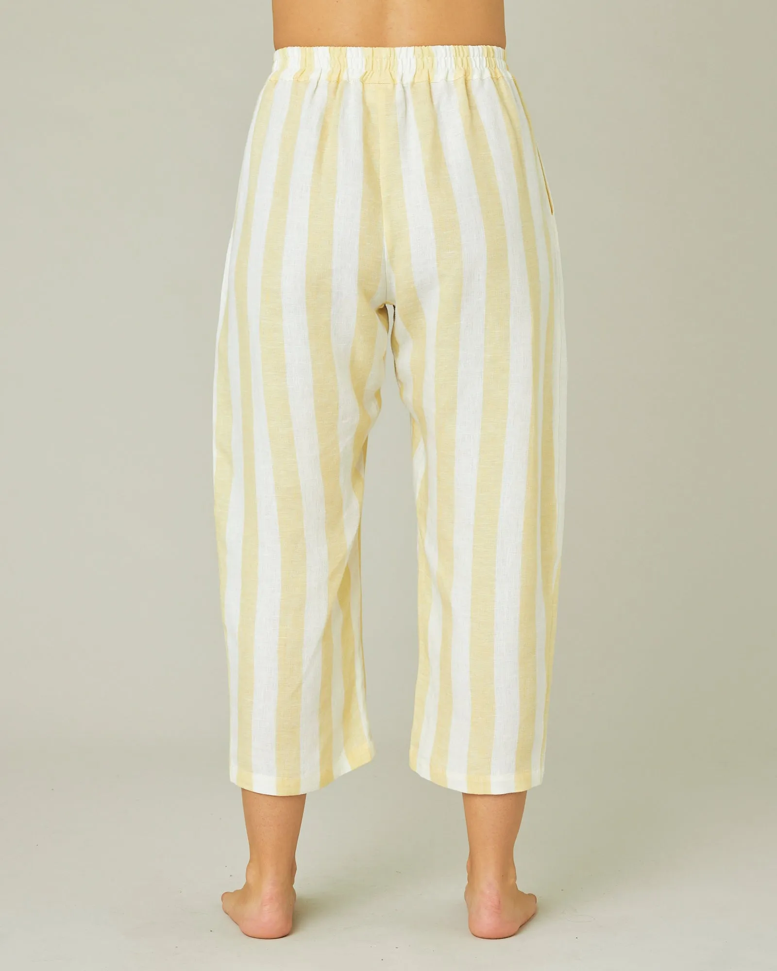 Ultimate PJ Trousers Lemon Stripe Linen