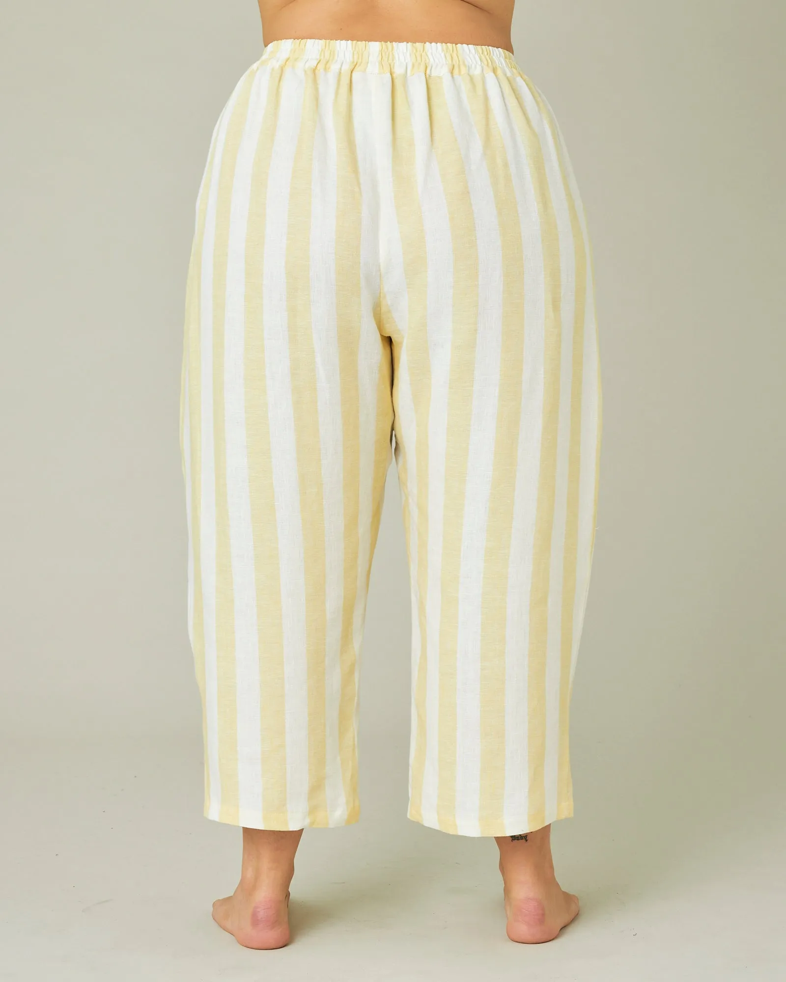 Ultimate PJ Trousers Lemon Stripe Linen