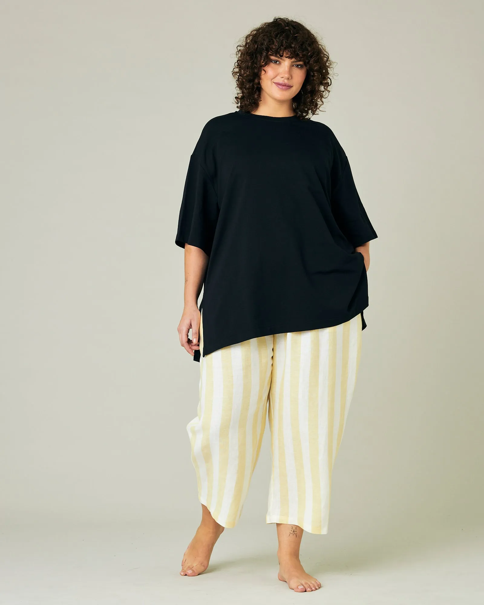 Ultimate PJ Trousers Lemon Stripe Linen