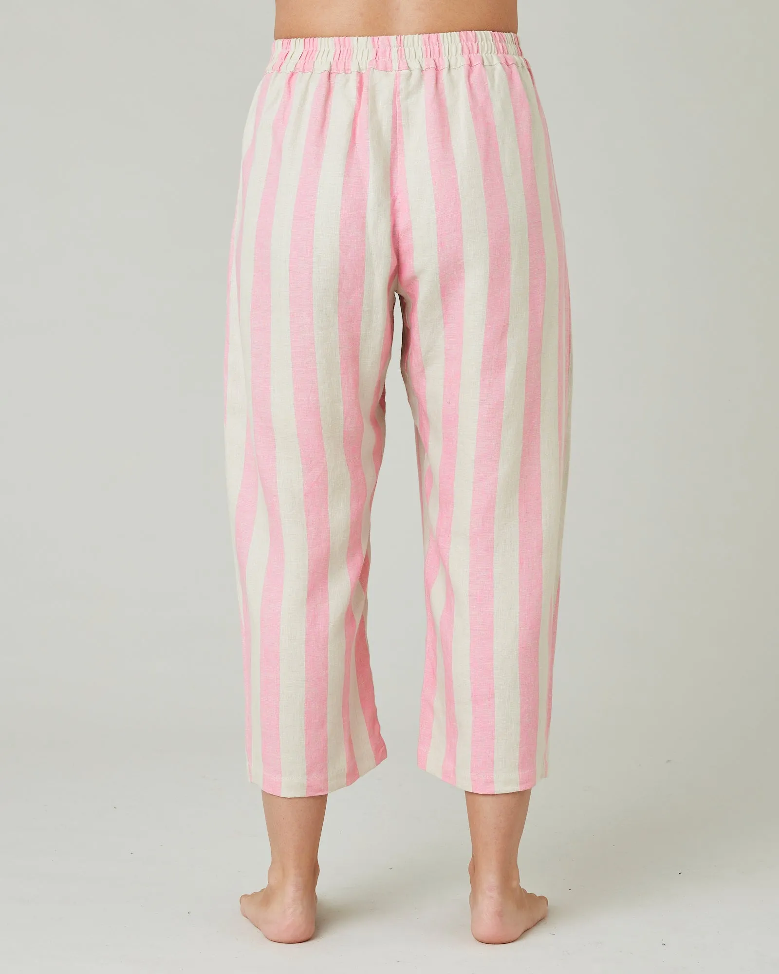 Ultimate PJ Trousers Pink & Ecru Stripe Linen