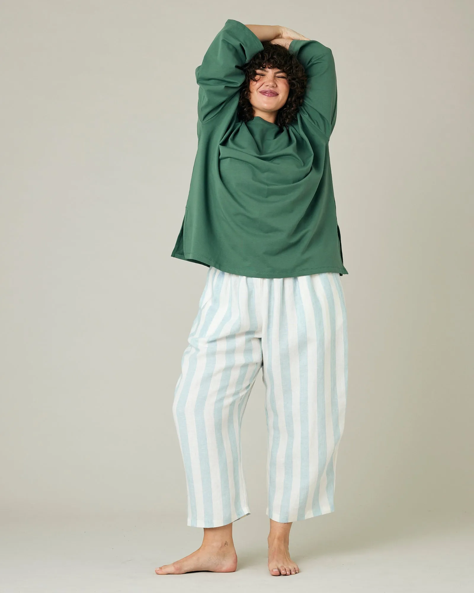 Ultimate PJ Trousers Sky Blue Stripe Linen