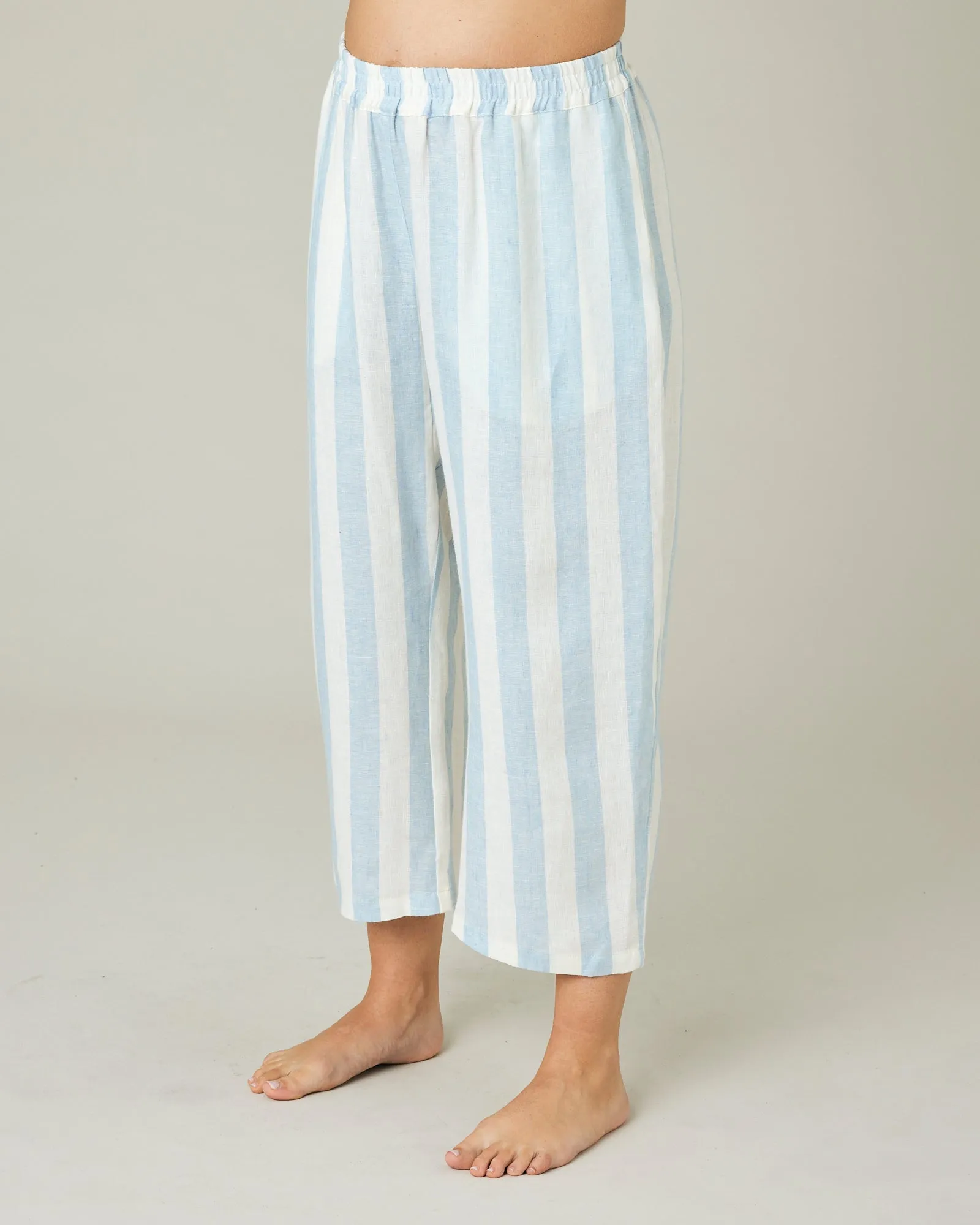 Ultimate PJ Trousers Sky Blue Stripe Linen