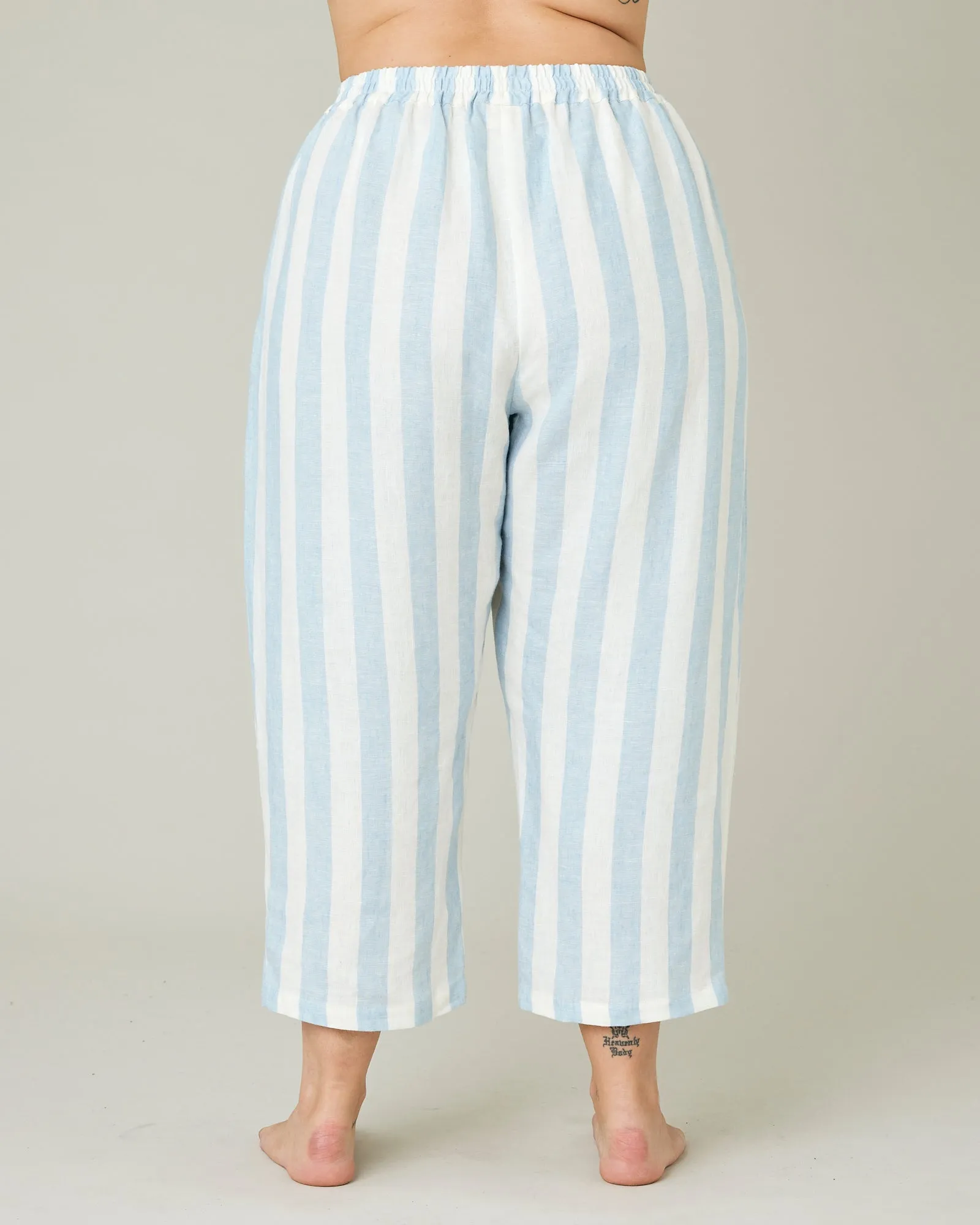 Ultimate PJ Trousers Sky Blue Stripe Linen