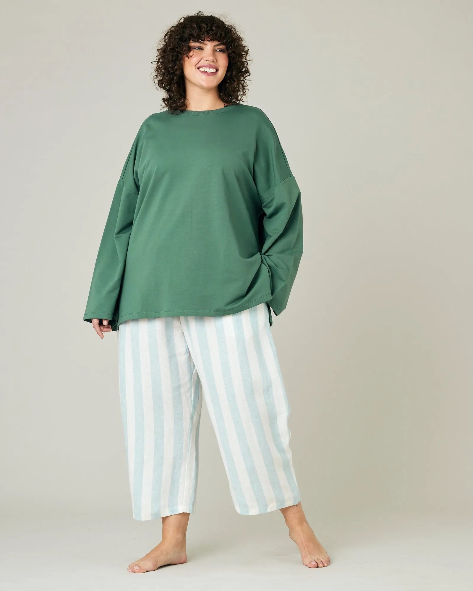 Ultimate PJ Trousers Sky Blue Stripe Linen