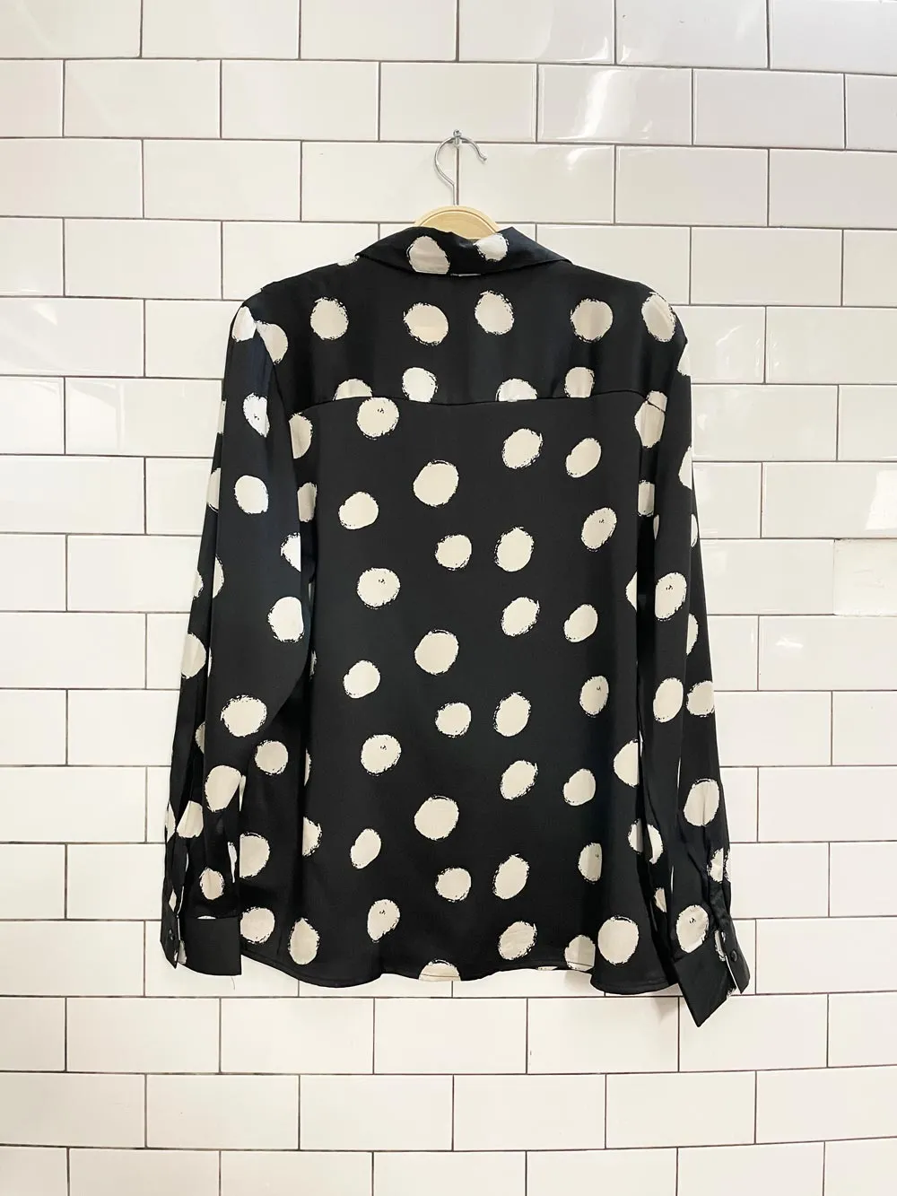 ultra pink polka dot satin blouse