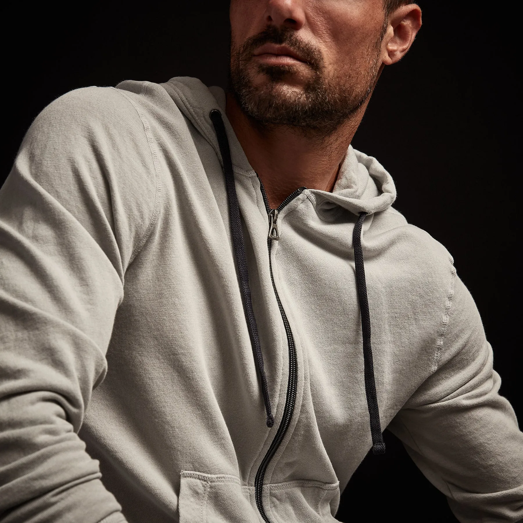 Vintage French Terry Zip Up Hoodie - Aluminum Pigment