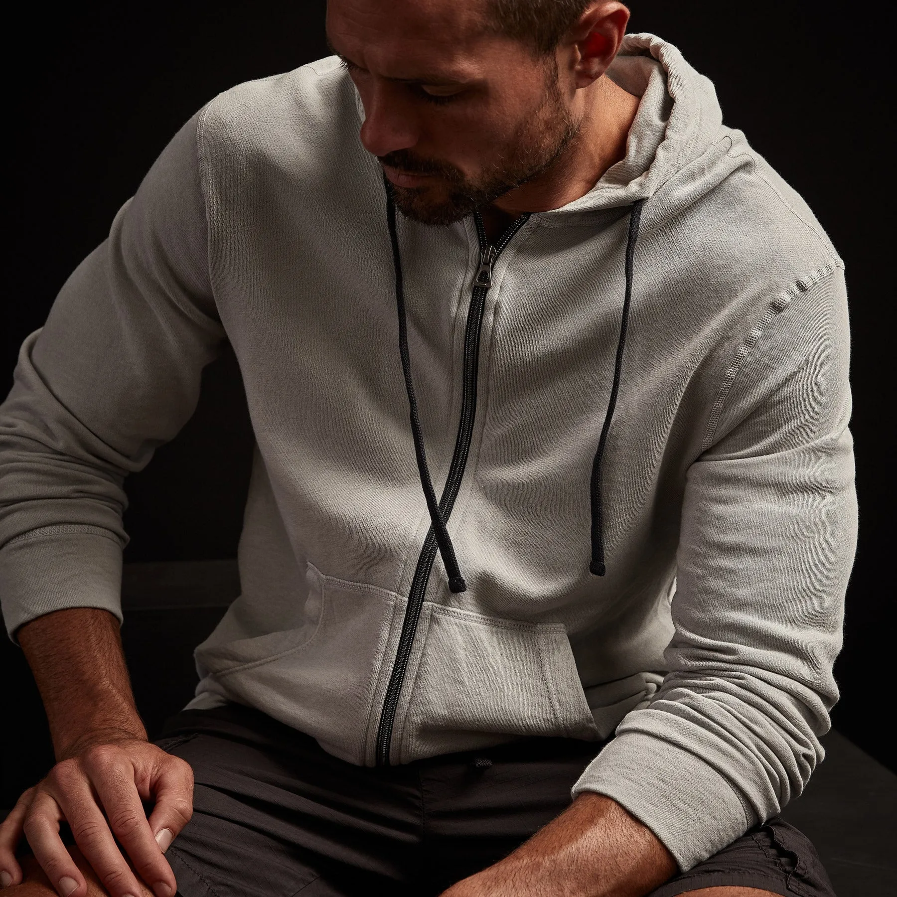 Vintage French Terry Zip Up Hoodie - Aluminum Pigment