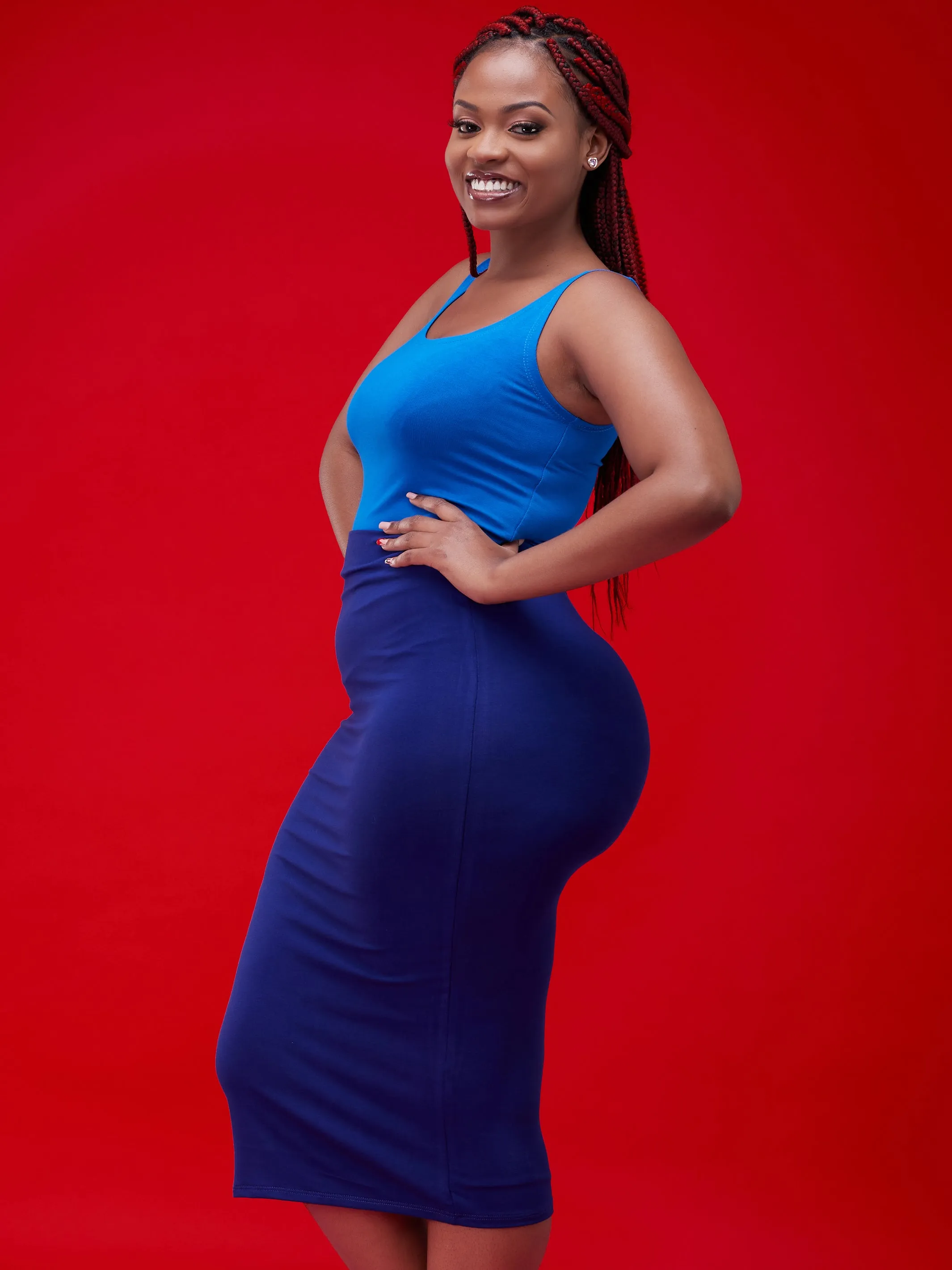 Vivo Basic Lined Capri Skirt - Royal Blue