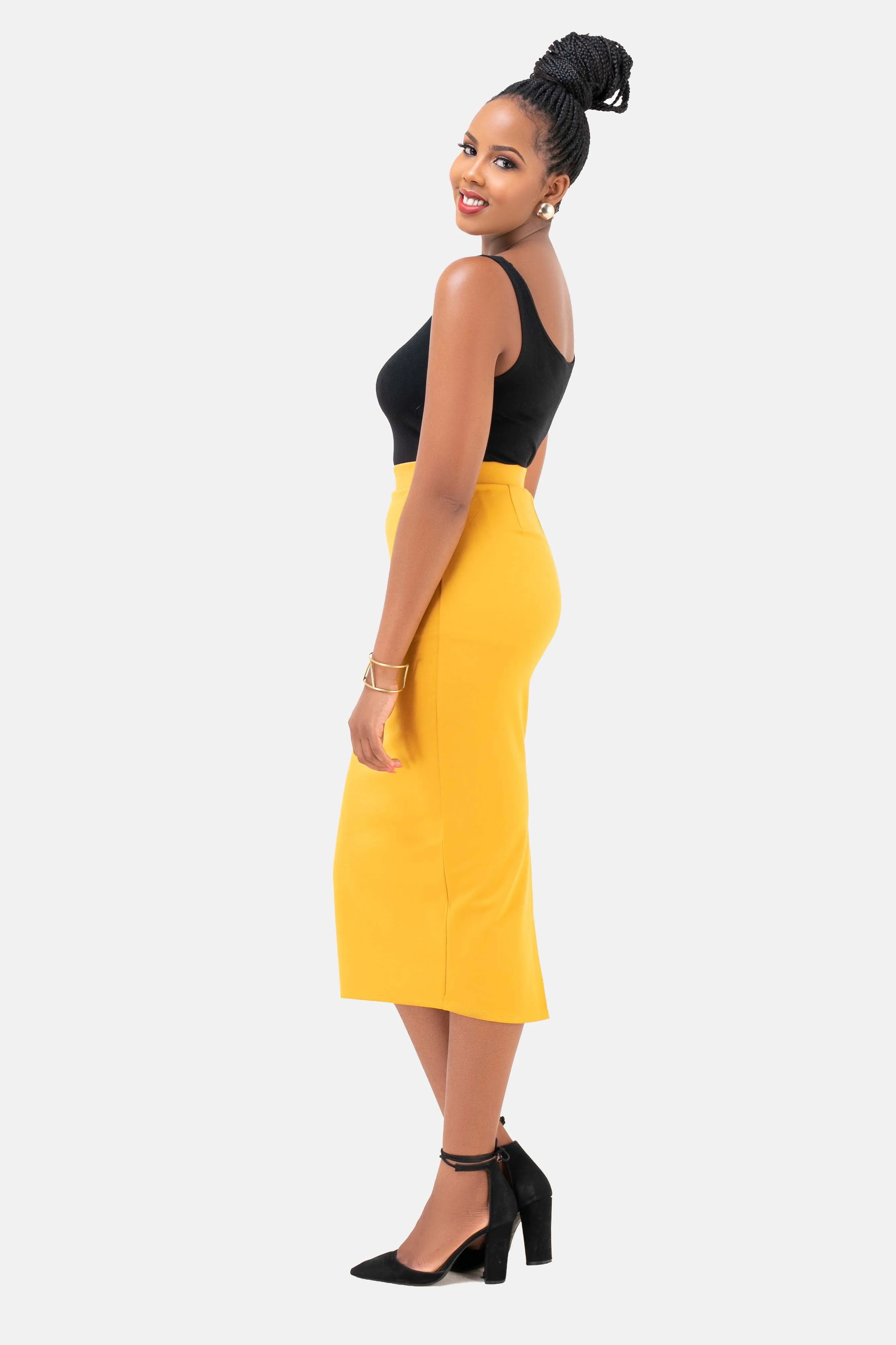 Vivo Basic Midi Pencil Skirt - Mustard