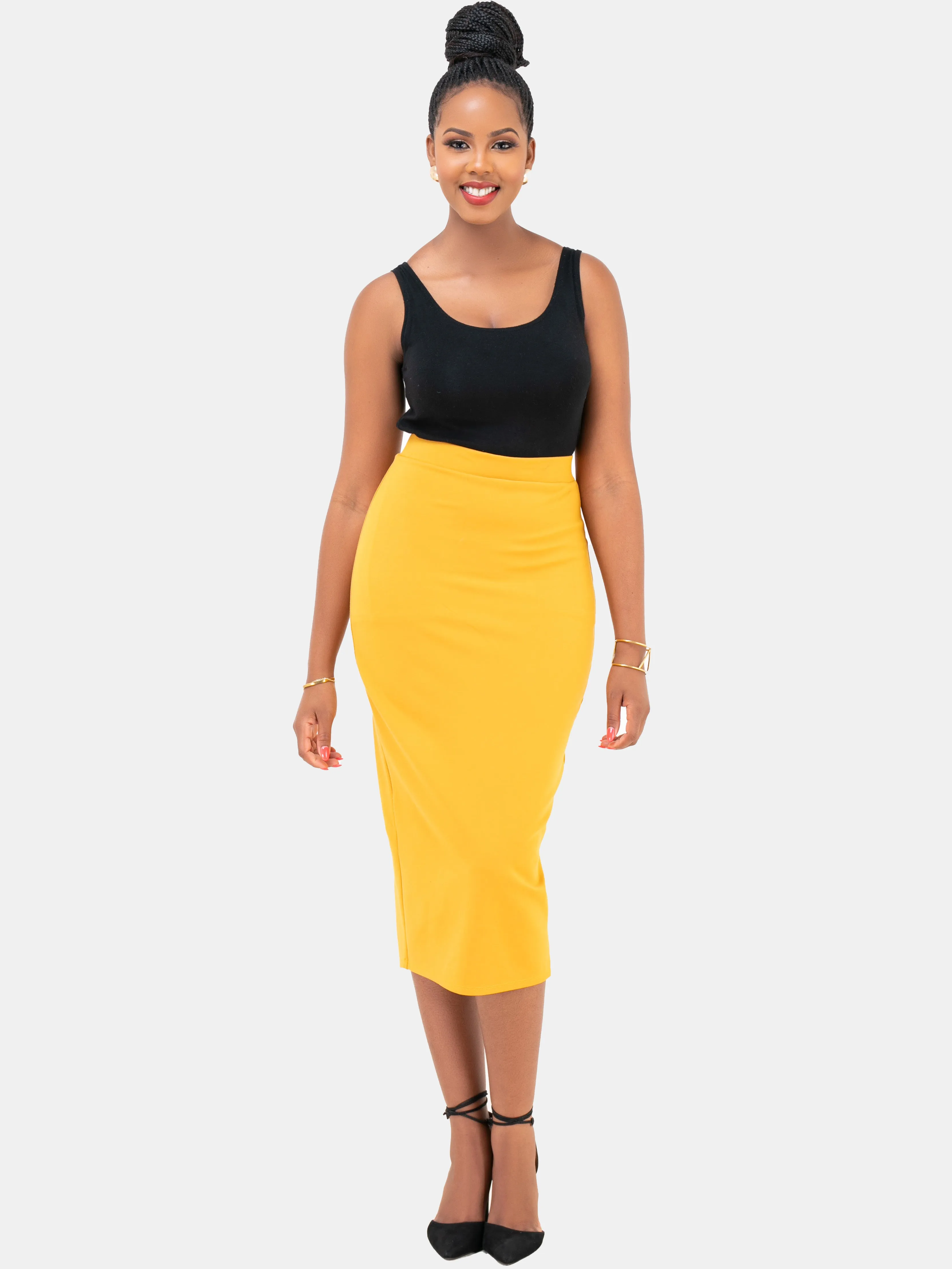 Vivo Basic Midi Pencil Skirt - Mustard