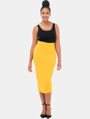 Vivo Basic Midi Pencil Skirt - Mustard