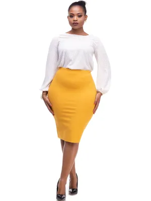 Vivo Basic Waridi Pencil Skirt - Mustard