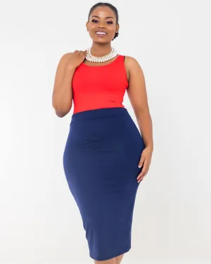 Vivo Leilah Pencil Skirt - Navy Blue