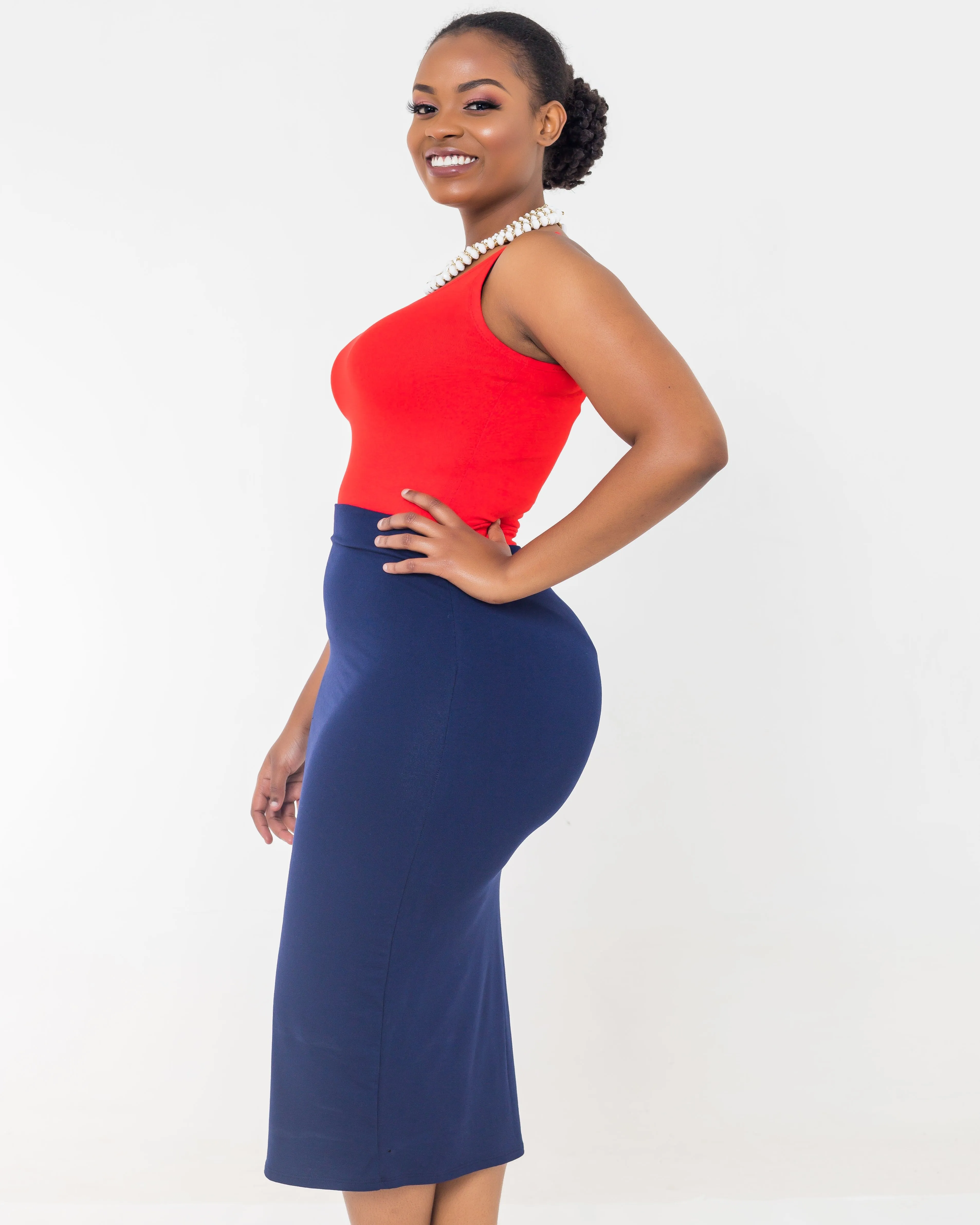 Vivo Leilah Pencil Skirt - Navy Blue