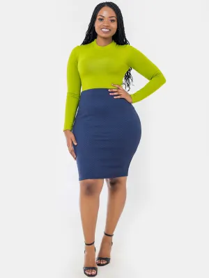 Vivo Roza Pencil Skirt - Navy Blue