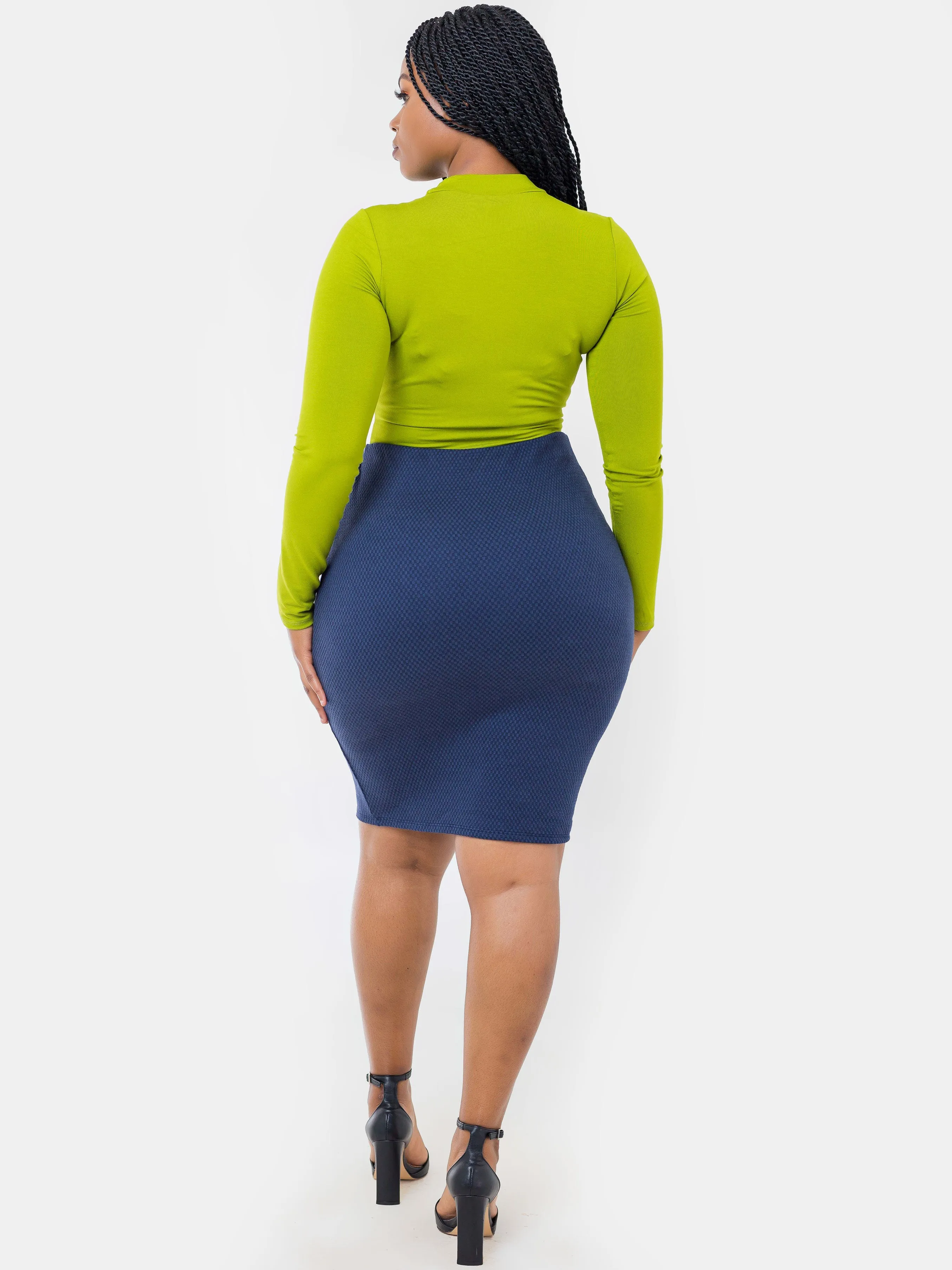Vivo Roza Pencil Skirt - Navy Blue