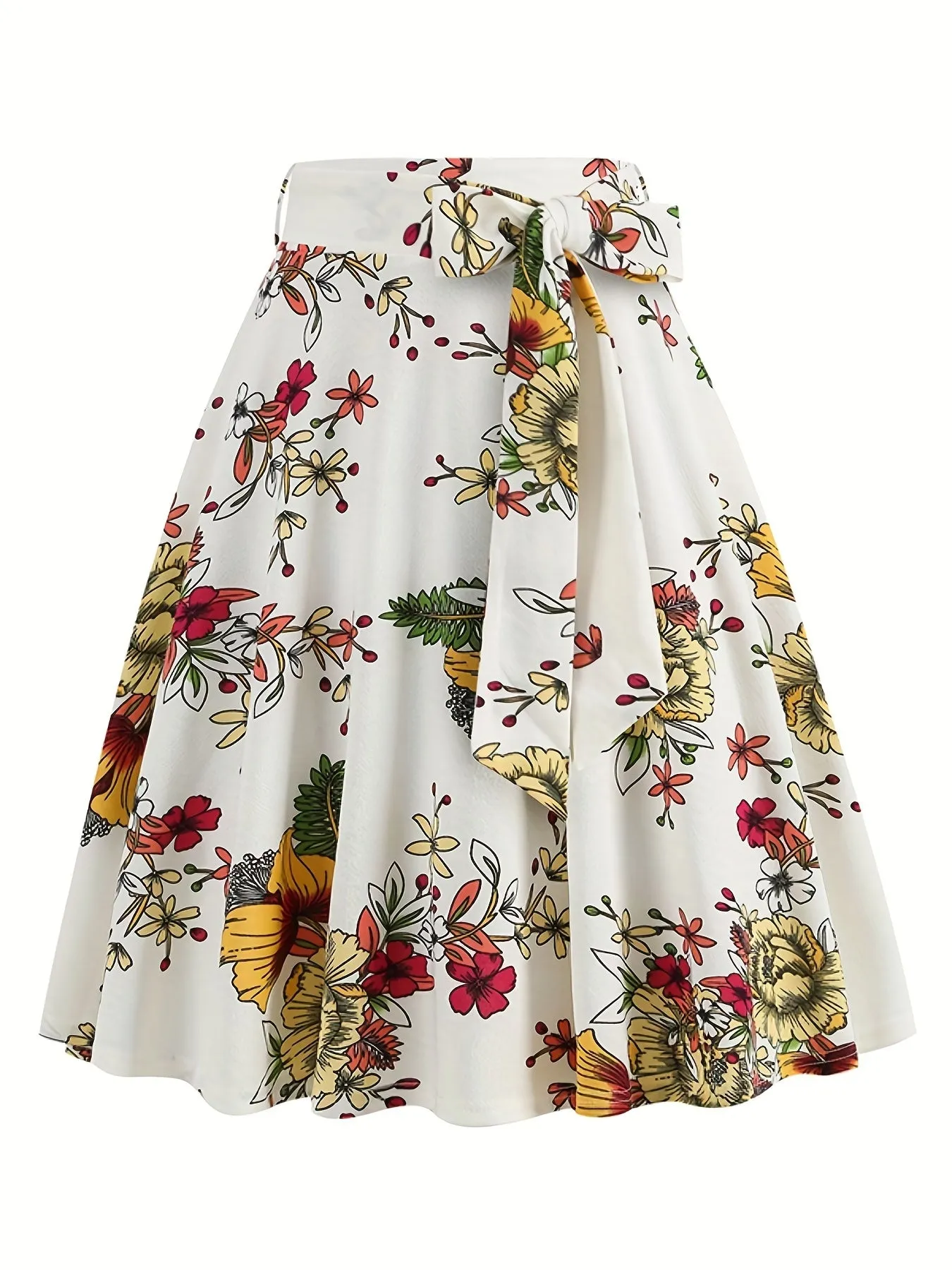vlovelaw  Polka Dot Print Pleated Skirts, Vintage Bow Flare Skirts For Spring & Summer, Women's Clothing