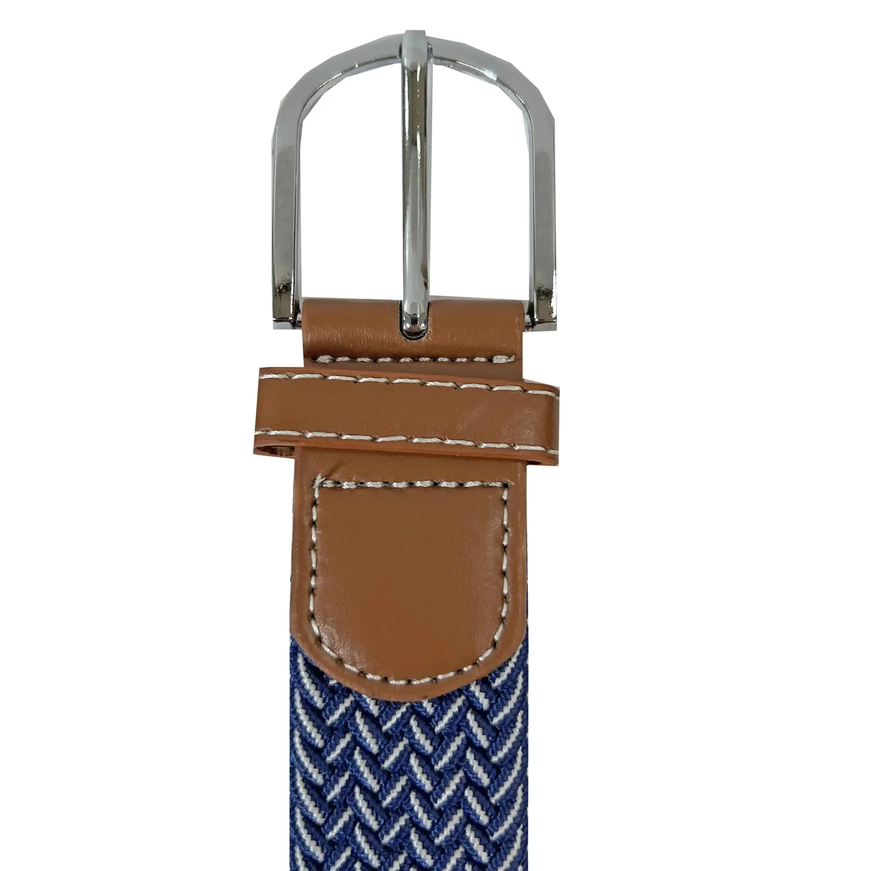 White Label Mens Webbing Elastic Stretch Belt Navy/Grey