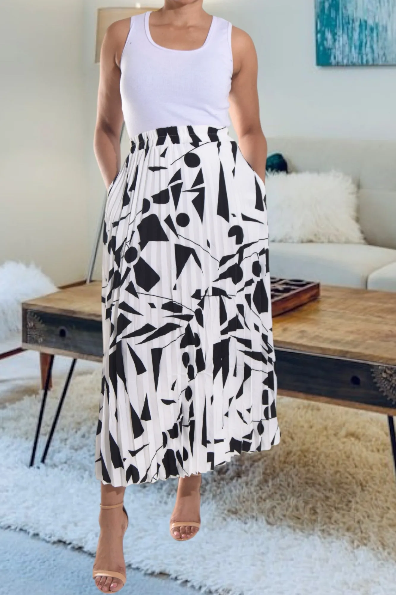 White Pleated Skirt