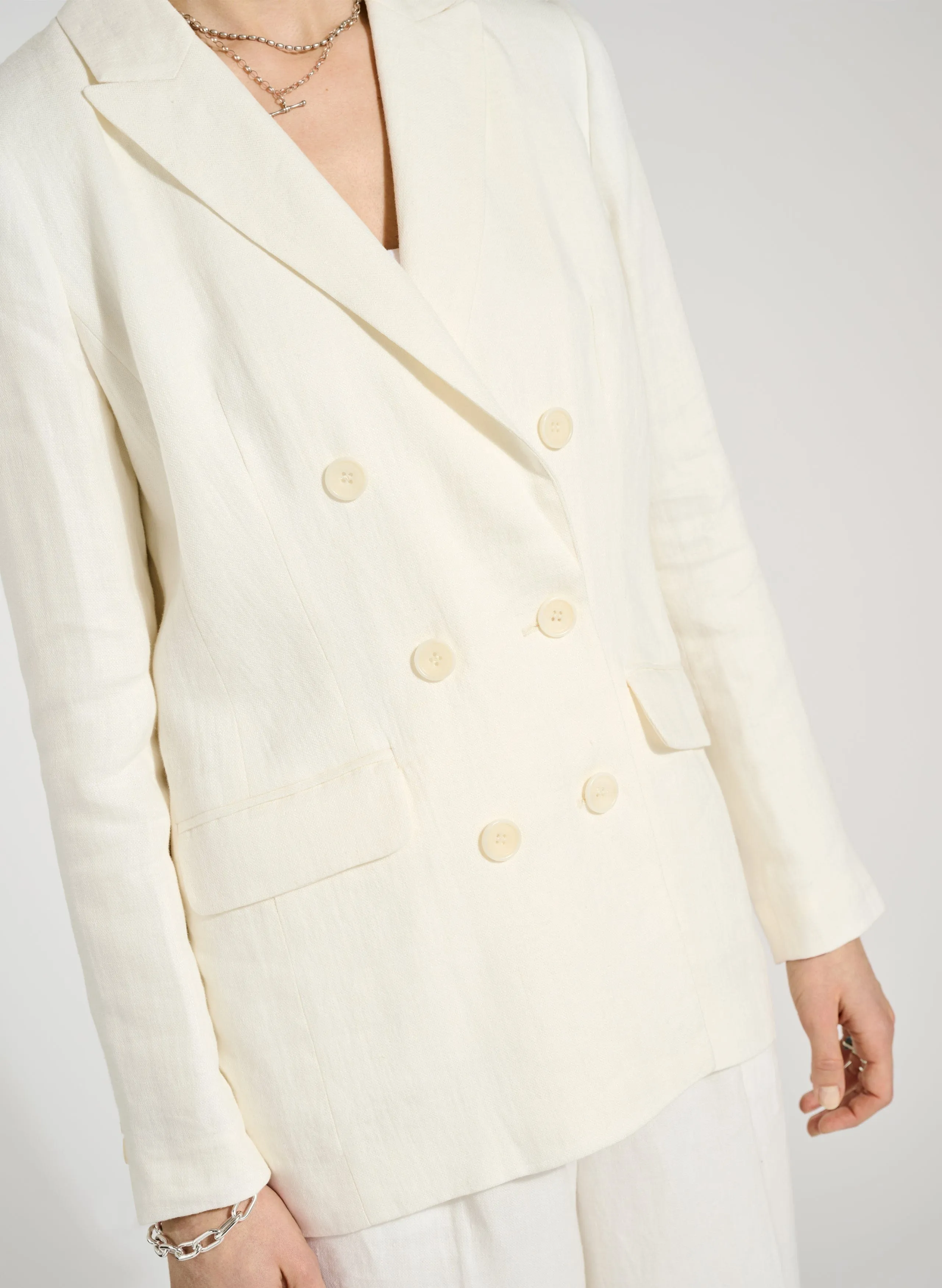 Whitley Linen Blazer | Pure White