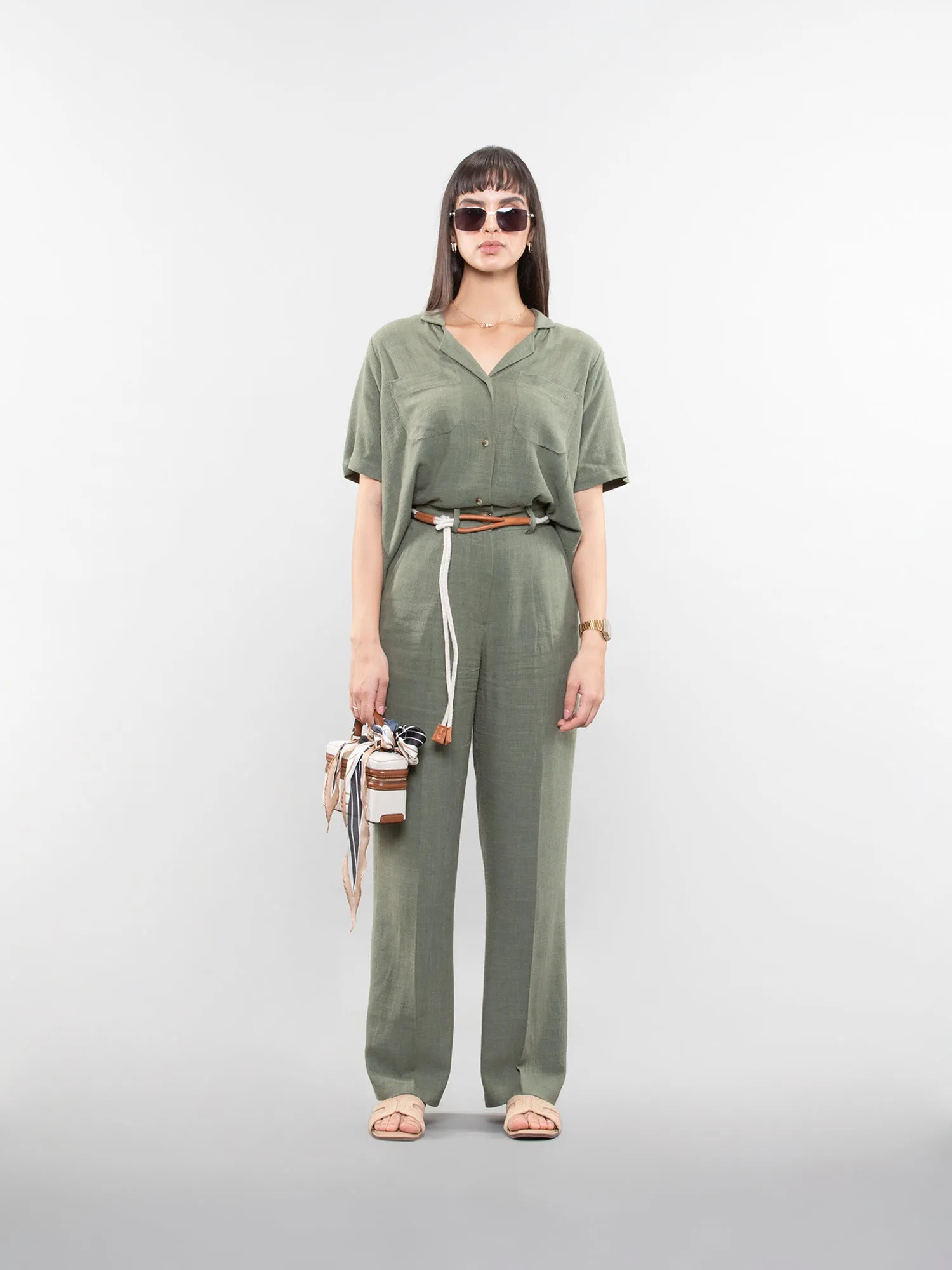 Wide-leg linen pants